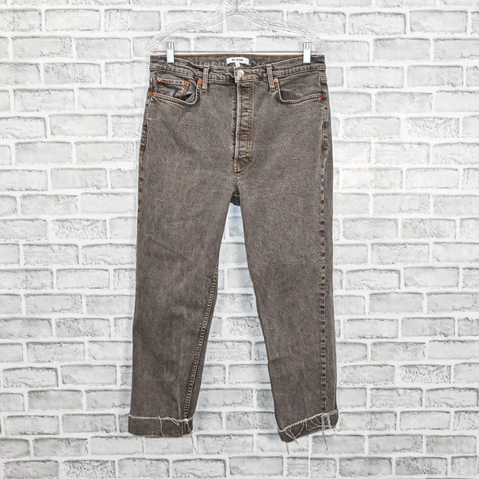 RE/DONE RE/DONE 70s Ultra High Rise Stove Pipe Jeans Grey wash raw Size US 31 - 1 Thumbnail