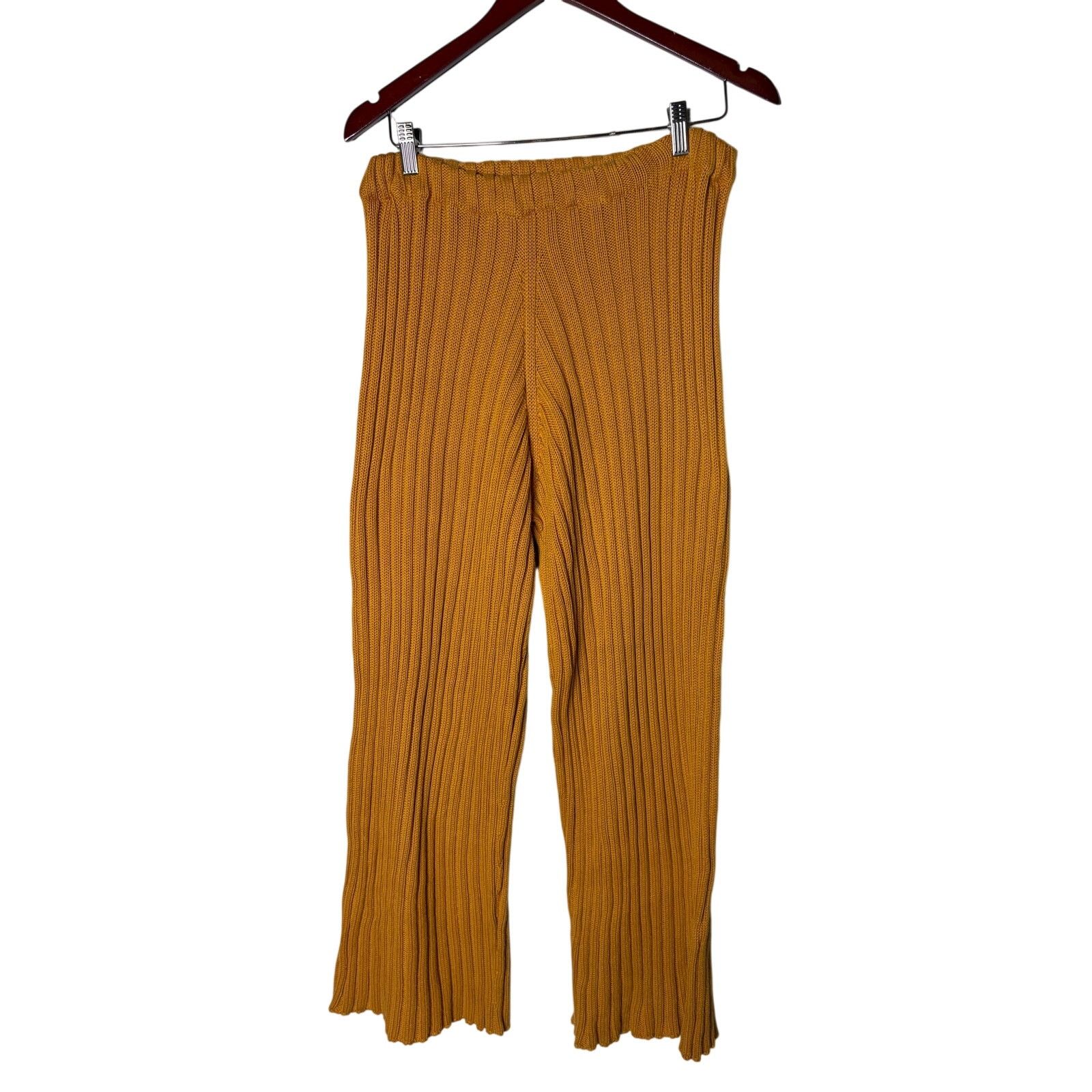 Baserange Baserange Orange 100% cotton knit ribbed high rise pants S Size 26" / US 2 / IT 38 - 2 Thumbnail