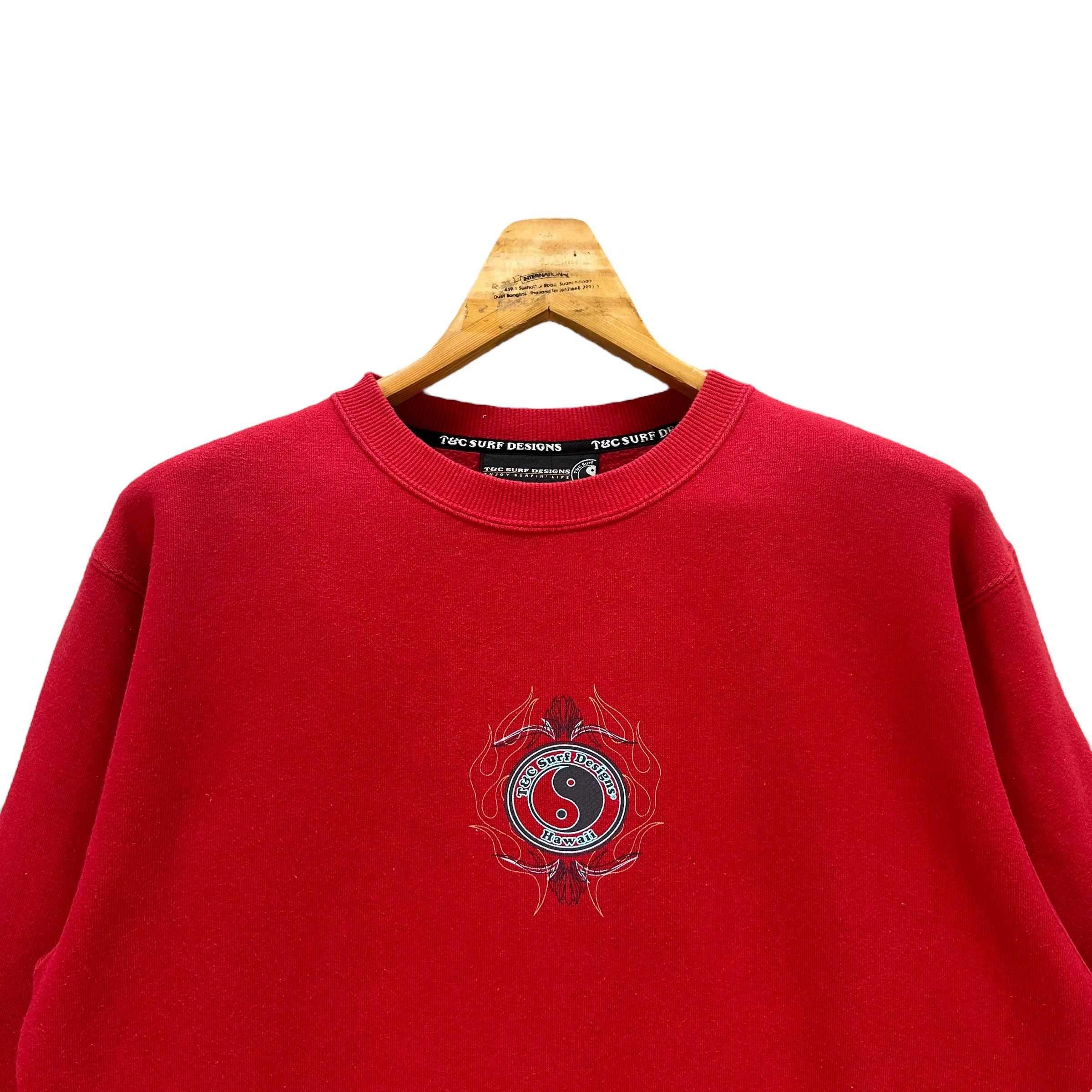 Japanese Brand T&C SURF DESIGNS HAWAII BIG LOGO RED SWEATSHIRTS #8568-015 Size US L / EU 52-54 / 3 - 5 Thumbnail