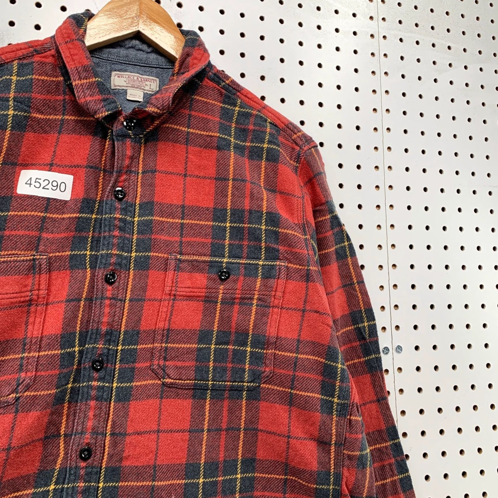 Wallace & Barnes VINTAGE Wallace & Barnes Flannel Button Shirt Mens Large Red Plaid Work Lumberjack Size US L / EU 52-54 / 3 - 4 Thumbnail