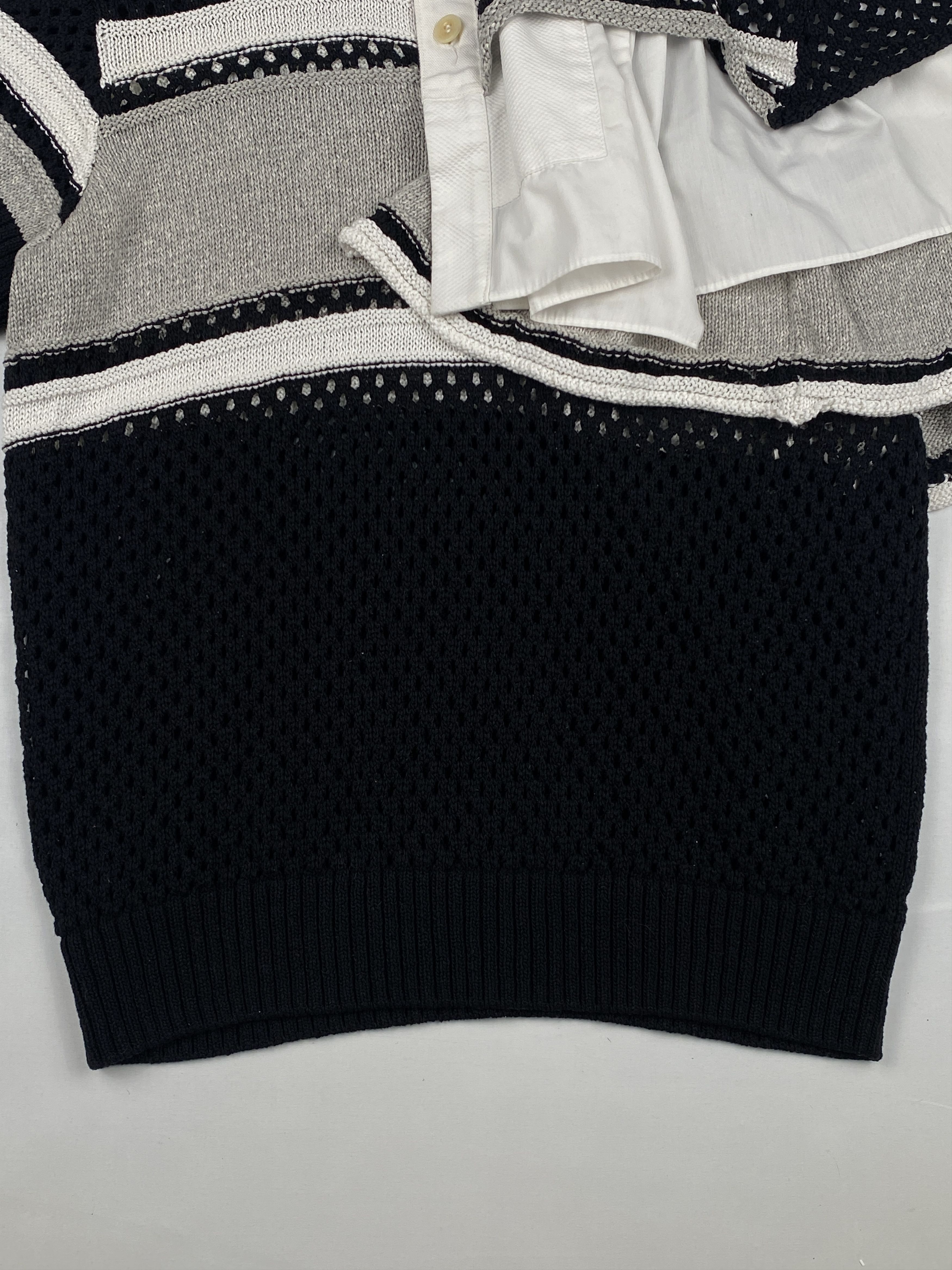Sacai Paneled Ruffled Polo Top Size L / US 10 / IT 46 - 4 Thumbnail