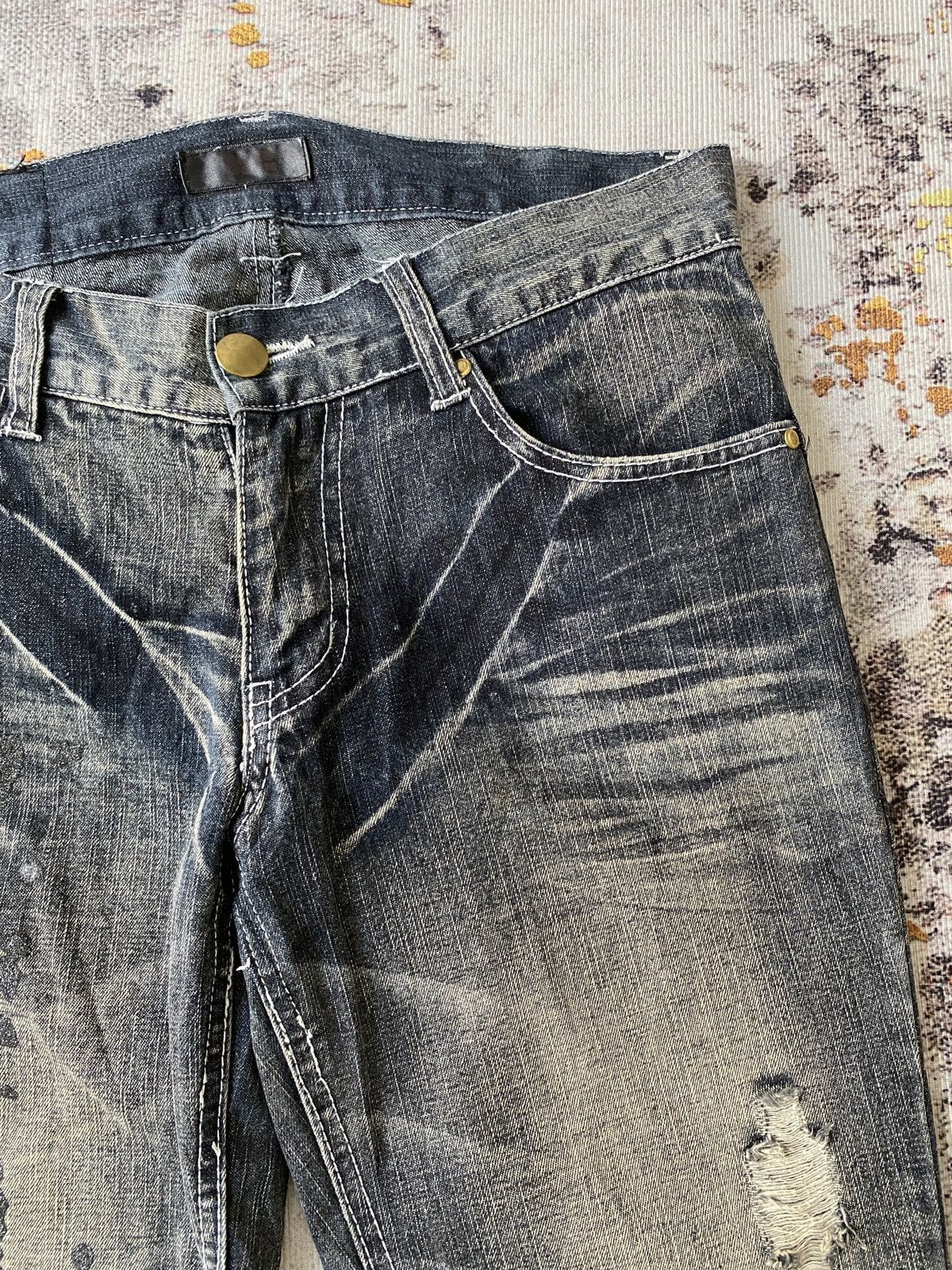 Japanese Brand Black Baccara Distressed Claws Mark Design Flare Denim Size US 32 / EU 48 - 11 Thumbnail