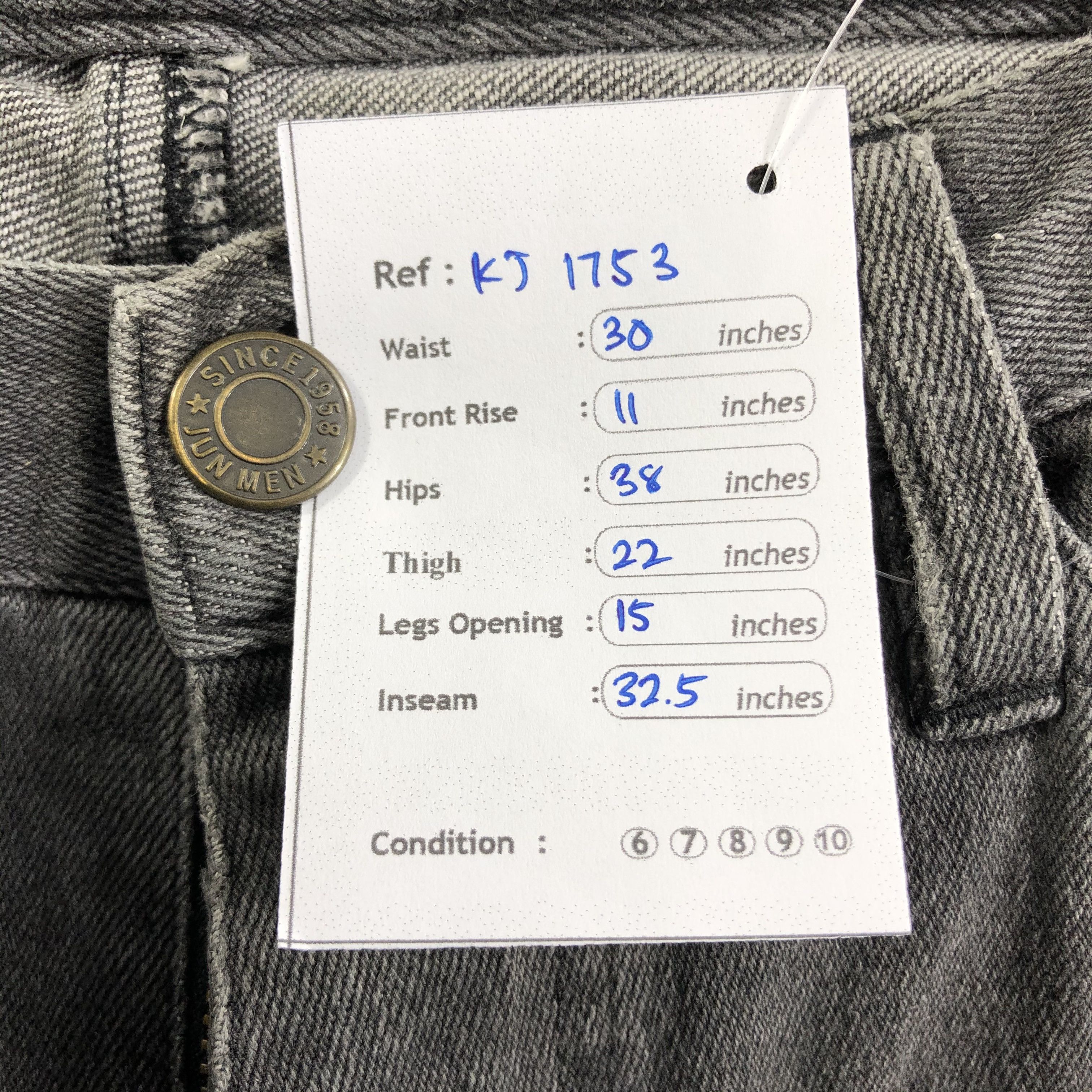 Japanese Brand Japanese Brand Jun Men Jeans Faded Black Denim KJ1753 Size US 30 / EU 46 - 10 Thumbnail