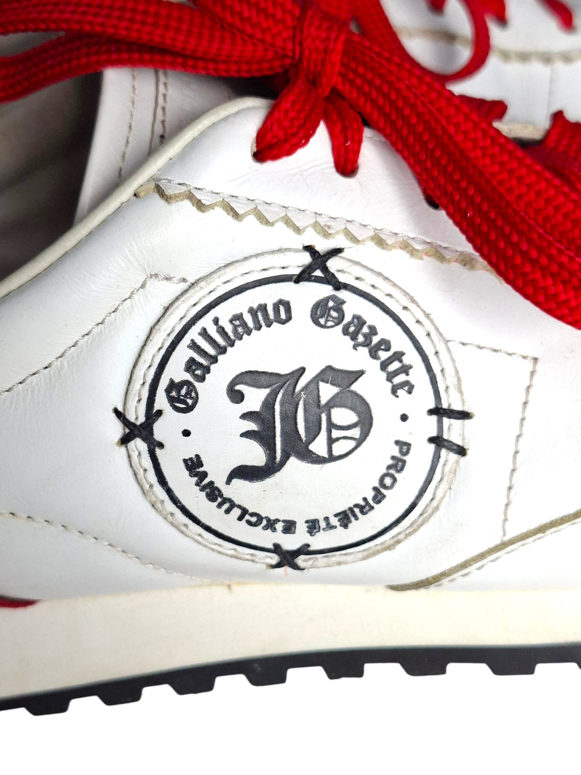 John Galliano John Galliano Gazette White Leather Sneakers Red Suede Y2K Size US 7.5 / IT 37.5 - 8 Thumbnail