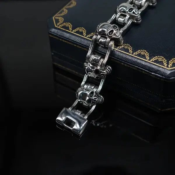 VIBE Skull Motorcycle Punk Bracelet Titanium Steel Size ONE SIZE - 2 Thumbnail