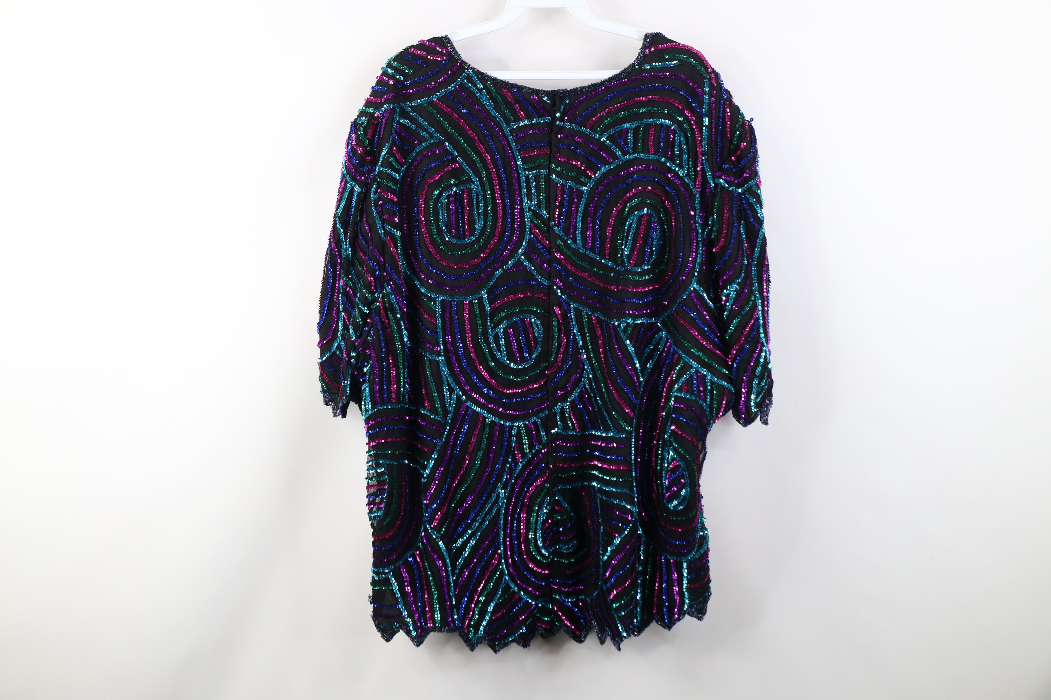 Vintage Vintage 90s Scala Sequin Beaded Evening Party Shirt Silk Size 3XL / US 20-22 - 13 Thumbnail