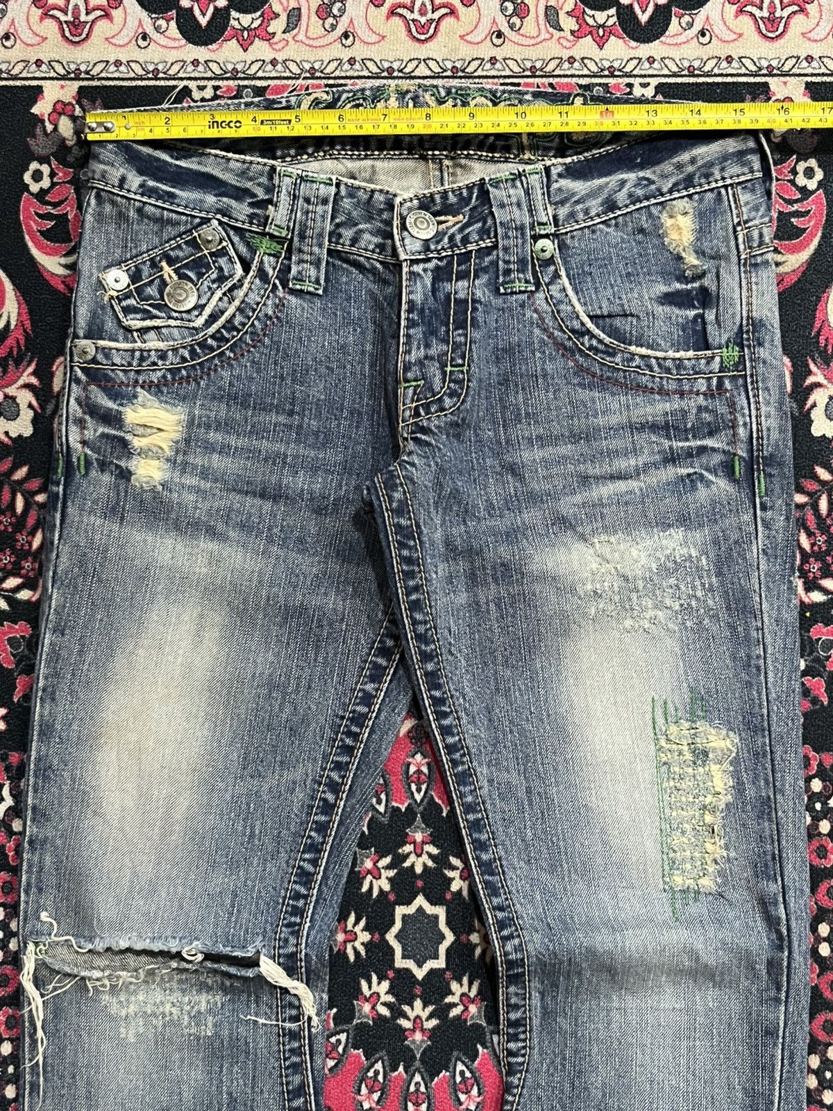 If Six Was Nine C Seventeen Cedi Sept Embroidery Pocket Distress Flare Jean Size 29" - 12 Thumbnail