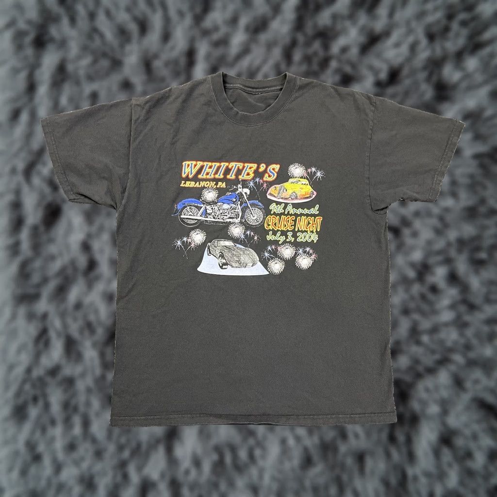 Harley Davidson VINTAGE Harley Davidson T-Shirt Adult L Cruise Night Biker Motorcycle Cotton USA Gray 90s Mens Size US L / EU 52-54 / 3 - 1 Thumbnail