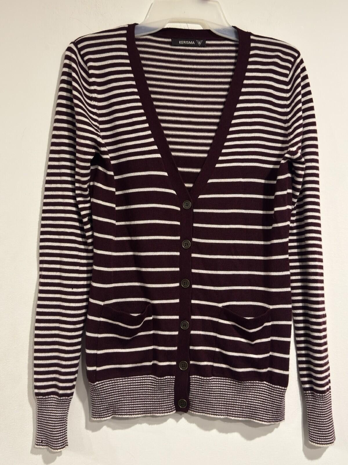 Other Kerisma Burgundy Striped Cardigan V-Neck Button Front Women Size M / US 6-8 / IT 42-44 - 2 Thumbnail
