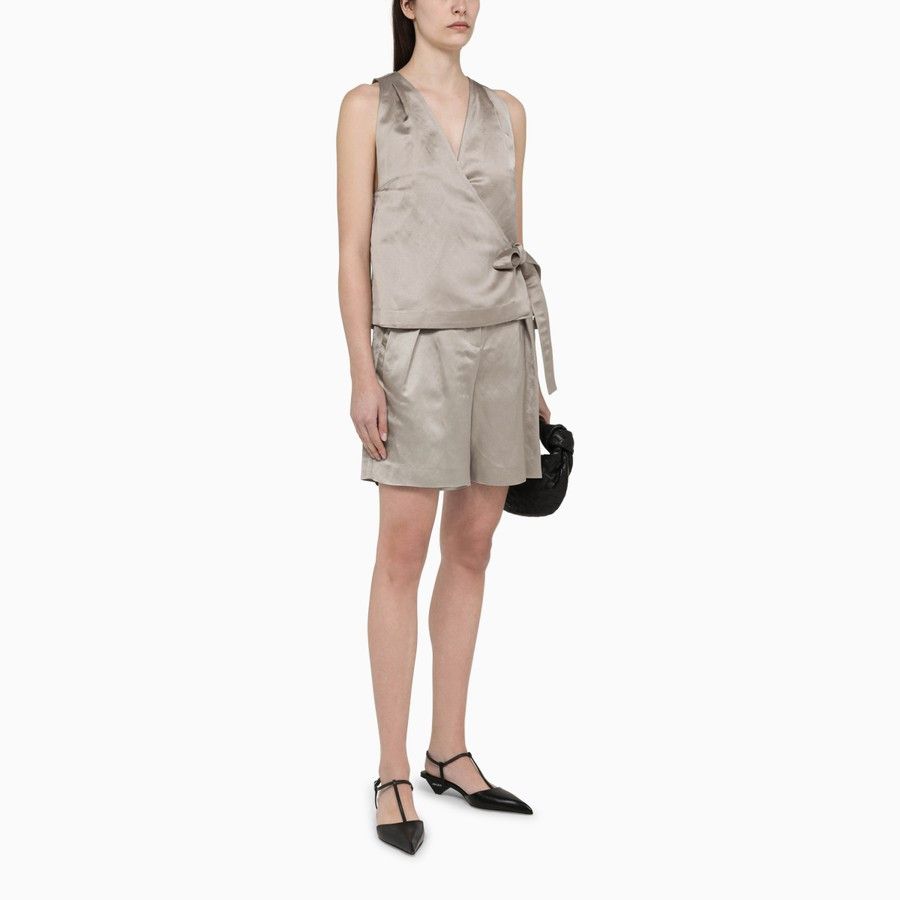 Calvin Klein o1d2blof0824 Viscose Blend Top With Bow in Beige Size XS / US 0-2 / IT 36-38 - 2 Thumbnail