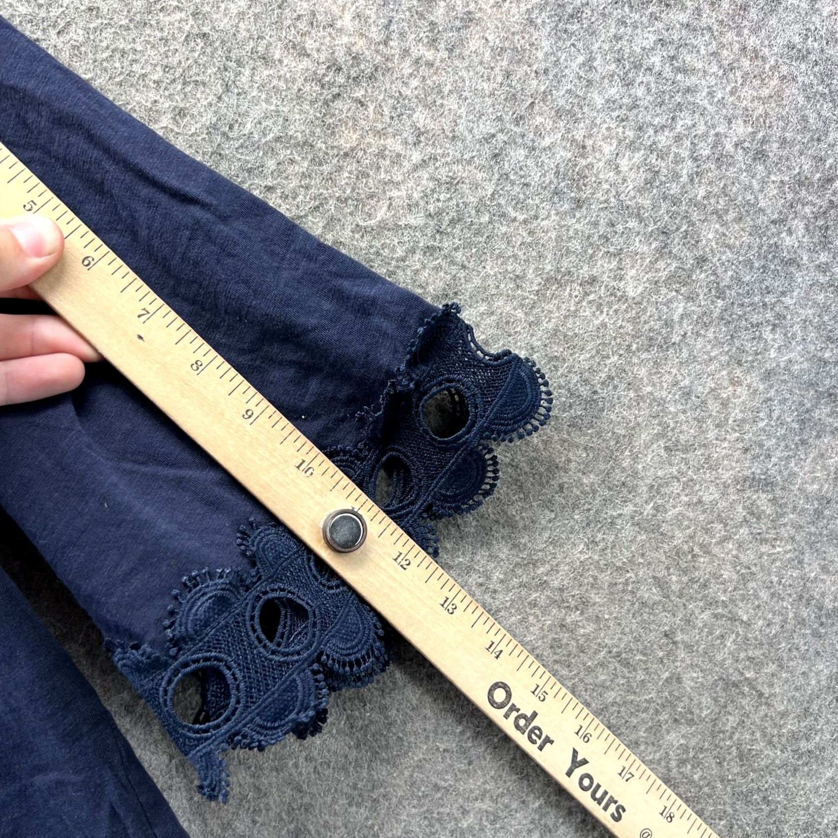 Boden Boden Blouse Womens US 6 Navy Blue Cotton Eyelet Lace Trim Boho Peasant Top Shirt Short Sleeve Pullover Regular Women 6 Blue Lace Peasant Womens Size M / US 6-8 / IT 42-44 - 6 Thumbnail