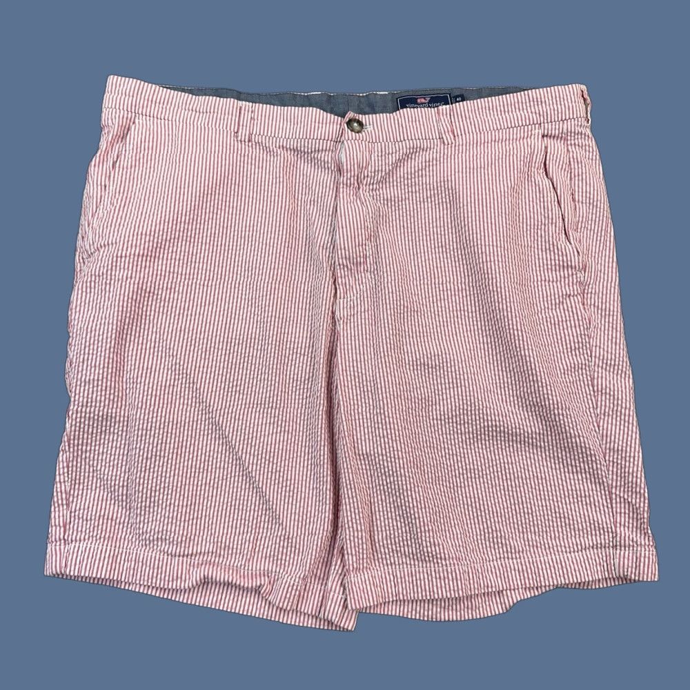 Vineyard Vines Vineyard Vines Breaker Shorts Mens 40 Red White Seersucker Stretch Casual Preppy Size US 40 / EU 56 - 1 Thumbnail