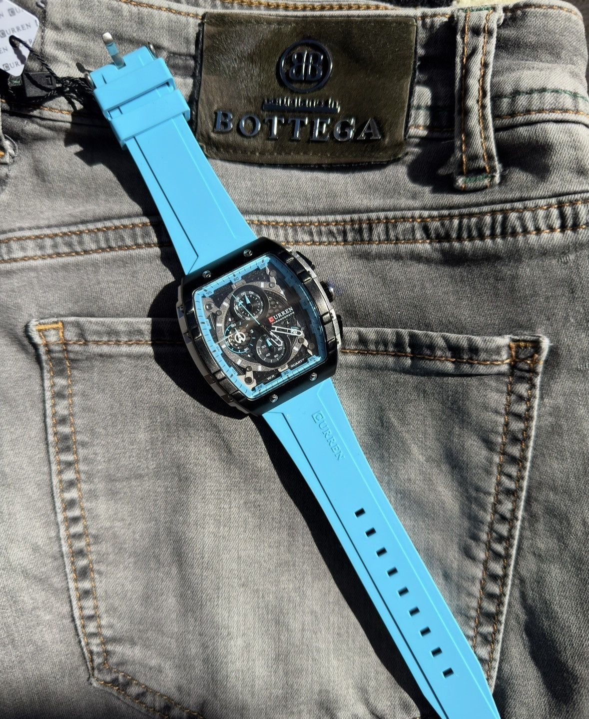 Curren Chronograph Sky Blue Men's Sport Wristwatch Quartz Brand New Size ONE SIZE - 2 Thumbnail