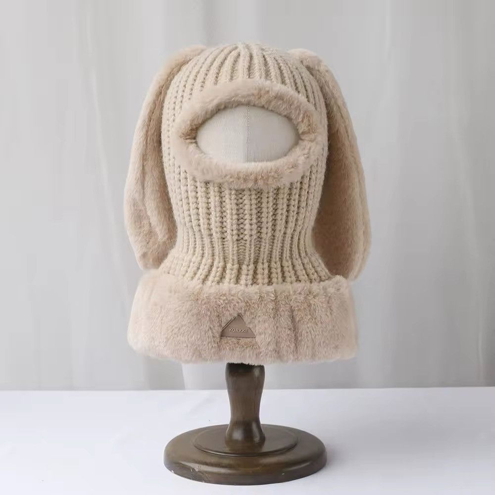 Japanese Brand Soft Plush Long Earflaps Knitted Beanie Hat Size ONE SIZE - 3 Thumbnail