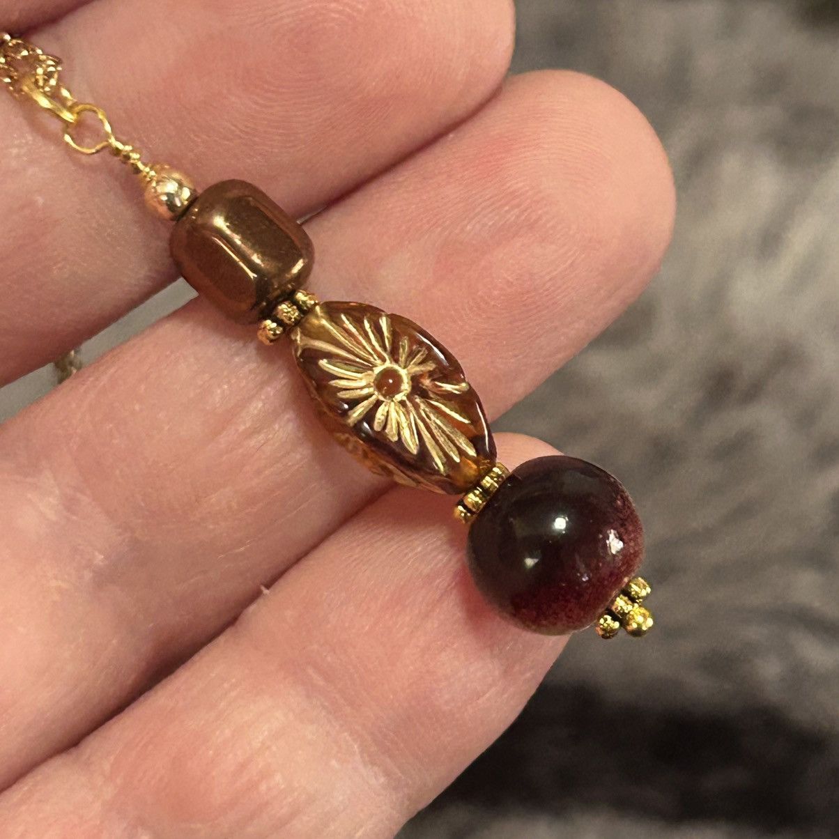 Handmade Handcrafted elegant art glass beaded pendant necklace Size ONE SIZE - 1 Thumbnail