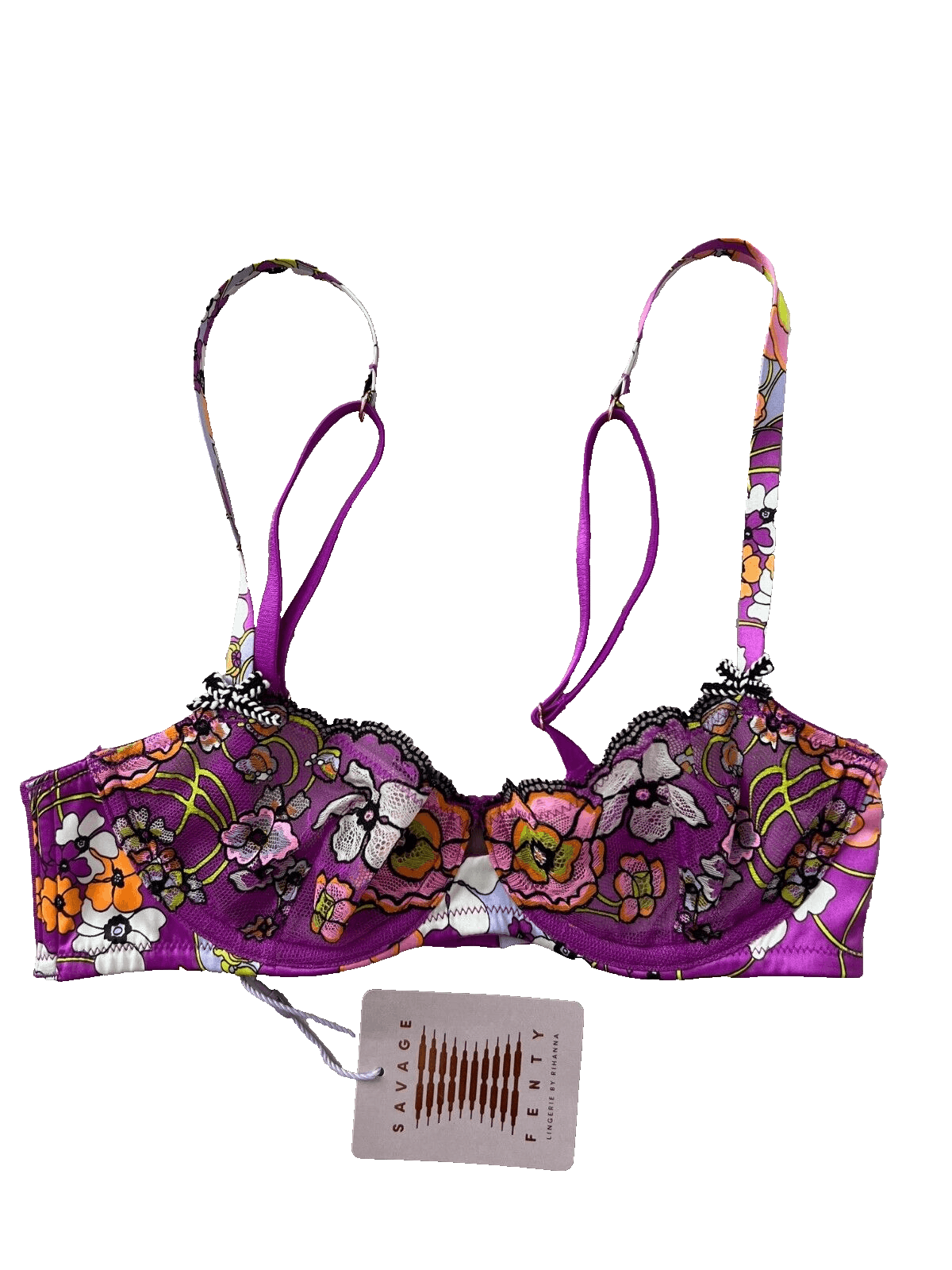 Fenty Savage x Fenty Rihanna Mod Poppy Balconette Bra Purple 30B Size ONE SIZE - 2 Thumbnail