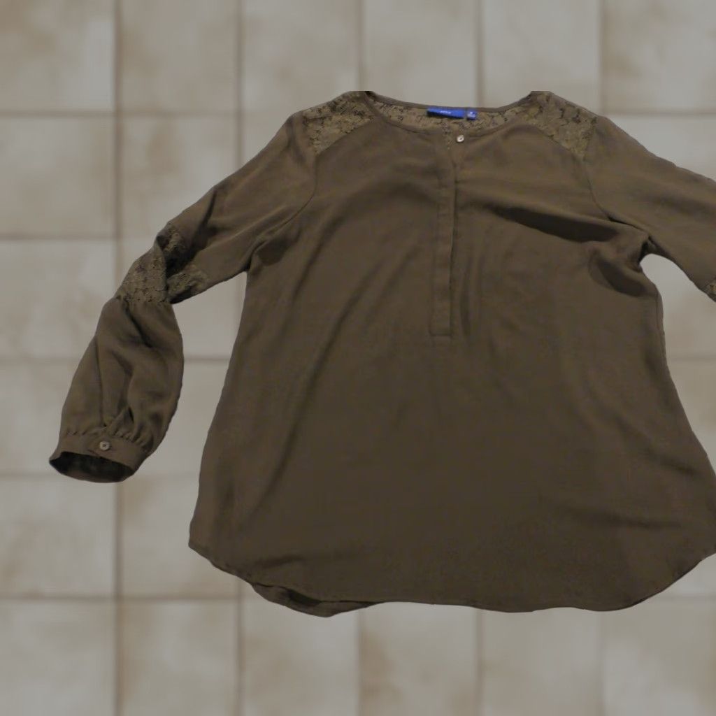 Apt. 9 Apt 9 Womens Blouse M Green Crew Neck Pullover Stretch Regular Floral Casual Cap Sleeve Shirt Size M / US 6-8 / IT 42-44 - 1 Thumbnail