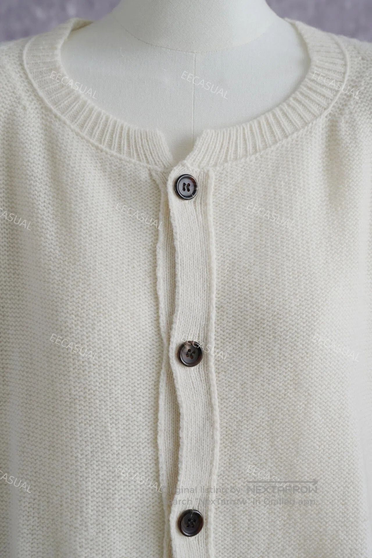 Yashi Yamamuri Yohji Yamamoto White Wool Cardigan Sweater. Size L / US 10 / IT 46 - 7 Thumbnail