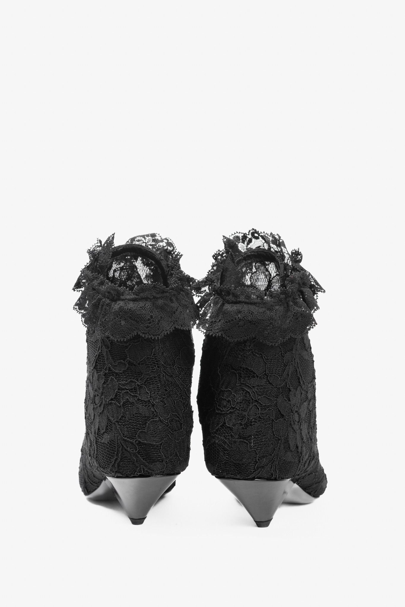 Saint Laurent Paris Saint Laurent Blaze 45 Black Lace Lace-Up Booties Size US 8 / IT 38 - 3 Thumbnail