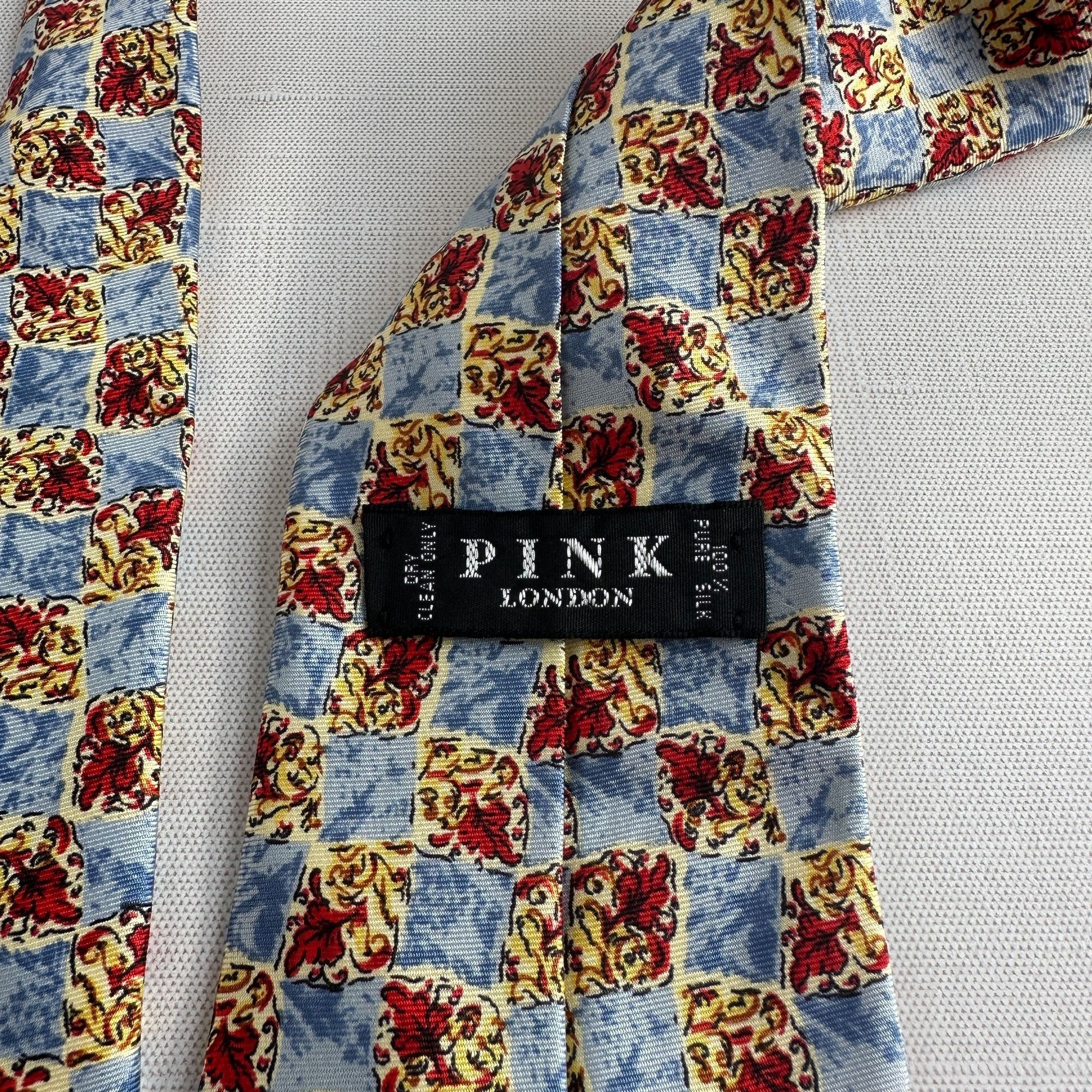 Other Pink London Mens Silk Tie Blue Red Yellow White Checkered Pa Size ONE SIZE - 4 Thumbnail