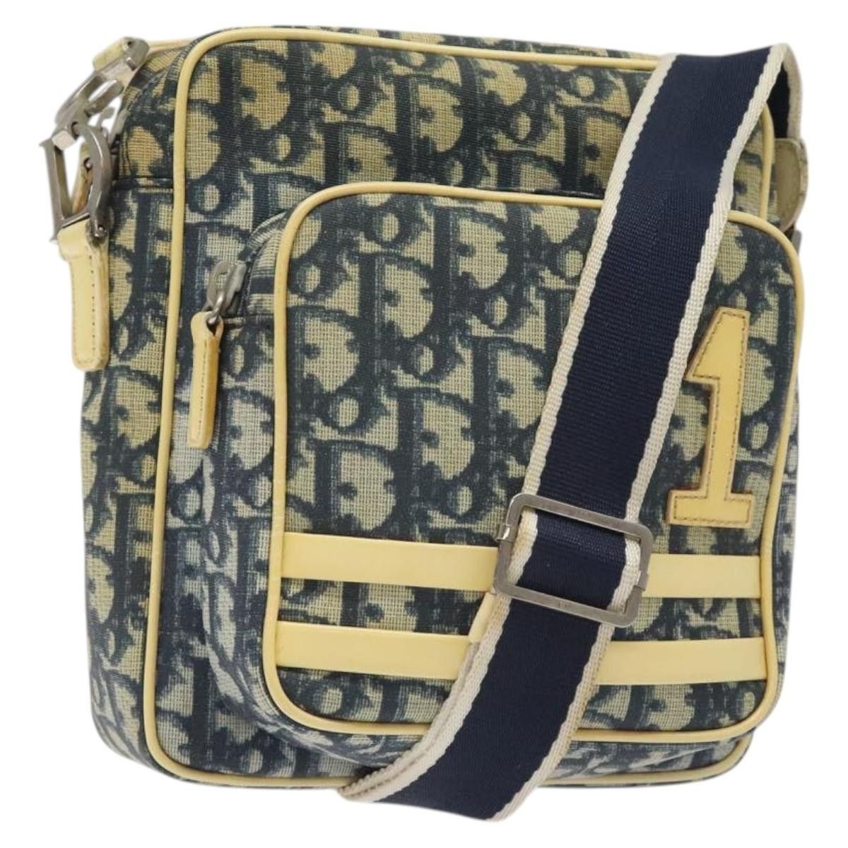 Dior DIOR Trotter Canvas Shoulder Bag Navy Gold Size ONE SIZE - 1 Thumbnail