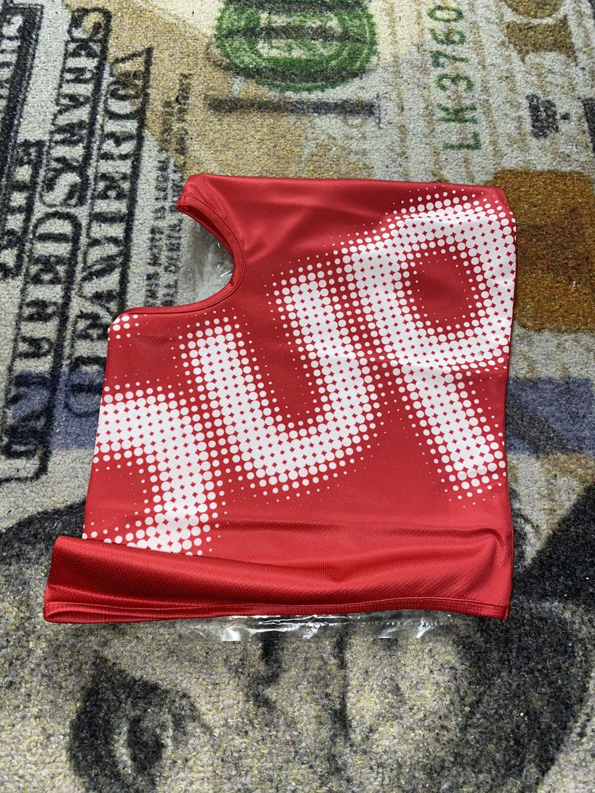 image of Supreme Halftone Lightweight Balaclava in Red, Men's