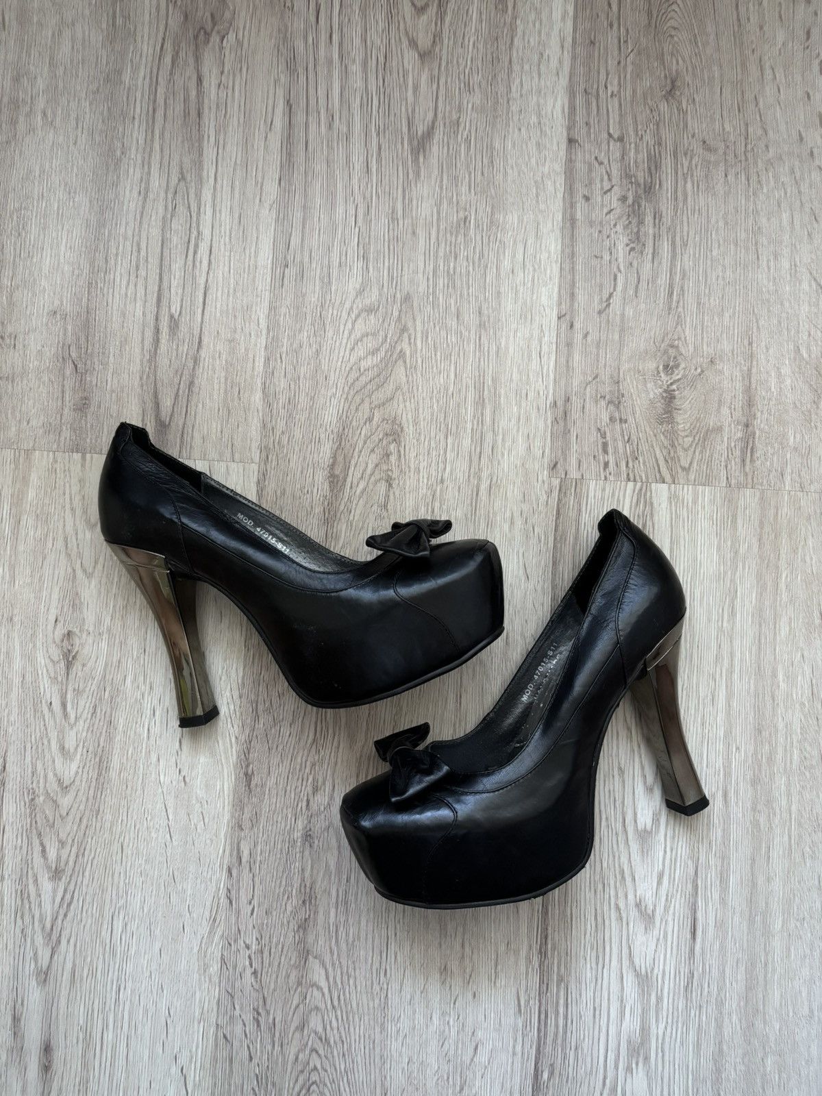 New Rock Black Platform Heels with Bow EU 40