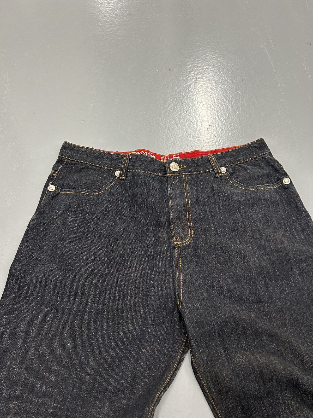 Crazy vintage y2k affliction style baggy wing cross jeans