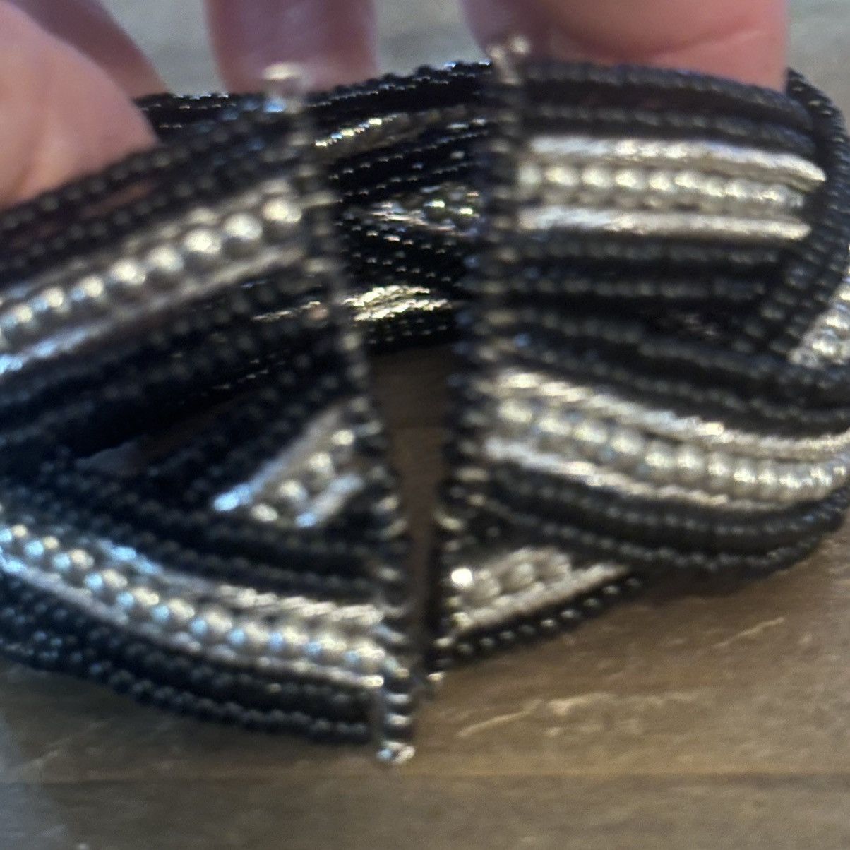 Other Black and silver beaded braid cuff bracelet Size ONE SIZE - 5 Thumbnail