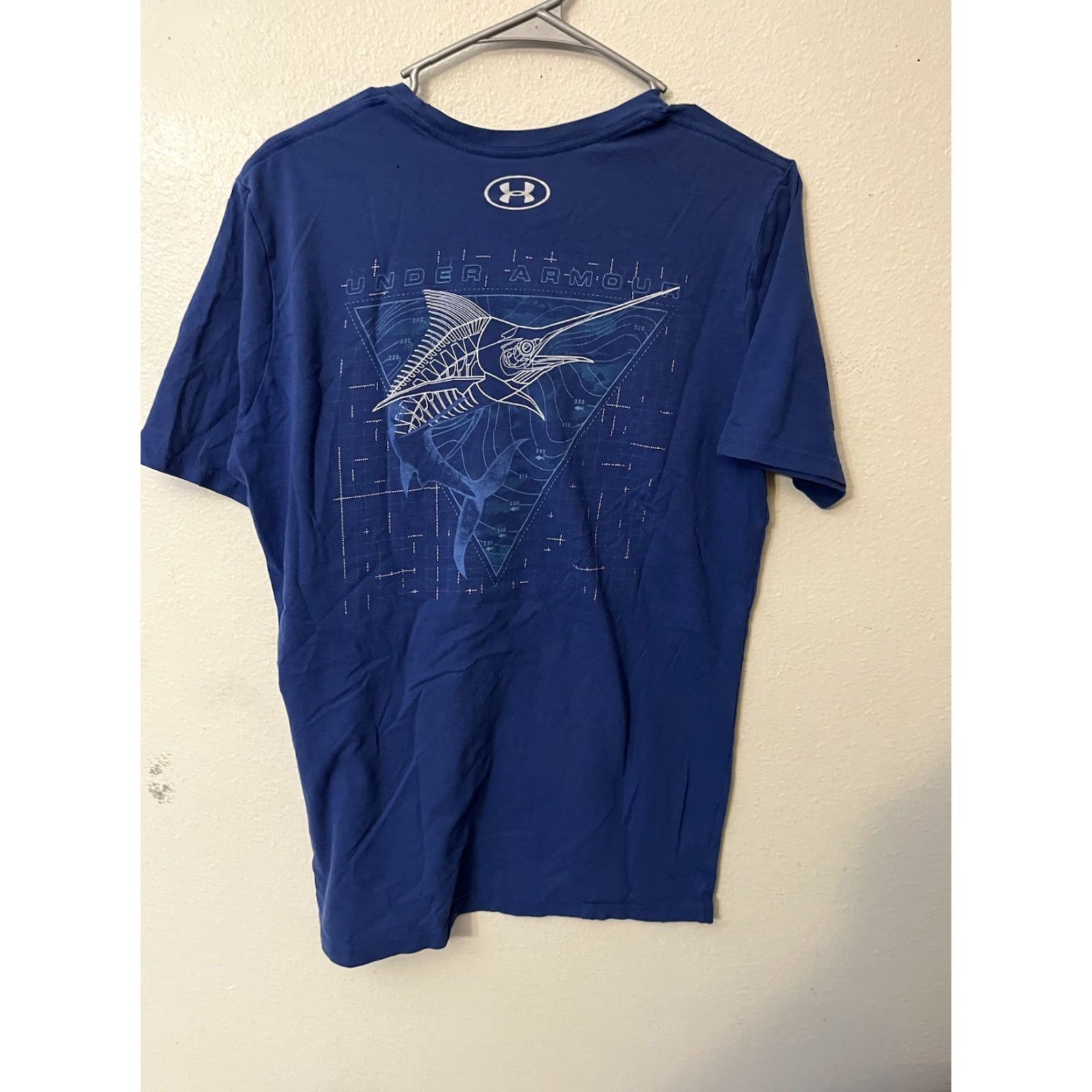 Under Armour Under Armour Fish T-Shirt Men Blue Marlin Size M Short Sleeve Crew Neck Logo Breathable All Seasons Cotton Polyester Size US M / EU 48-50 / 2 - 3 Thumbnail