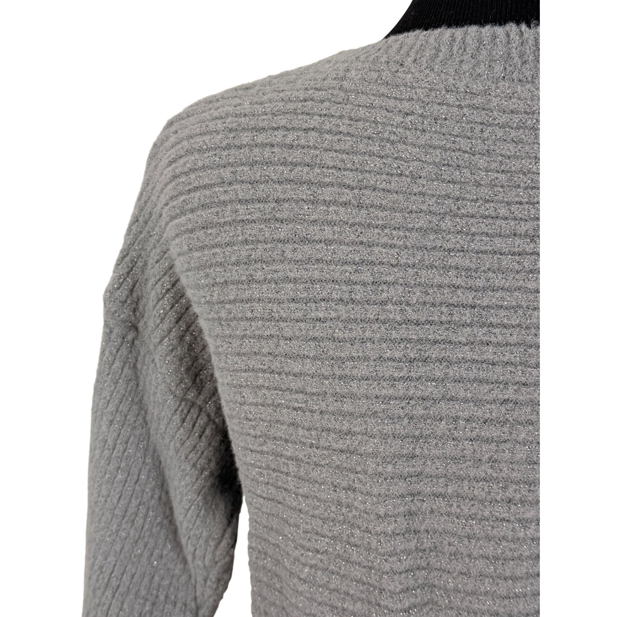Express Express Gray Metallic Faux Wrap Knit Sweater | Glamoratti Mo Size S / US 4 / IT 40 - 7 Thumbnail