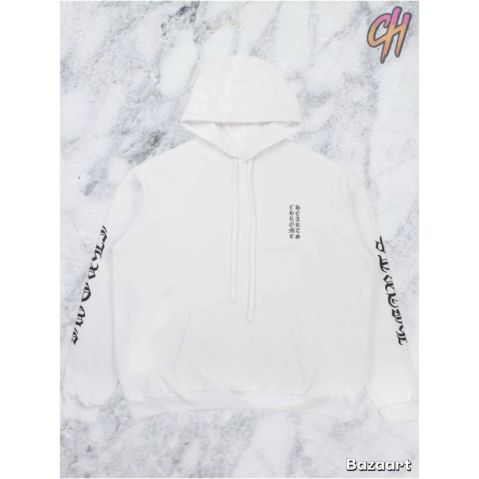 Chrome Hearts Chrome Hearts Vertical Logo Pullover Hoodie - White - Medium Size US M / EU 48-50 / 2 - 5 Thumbnail