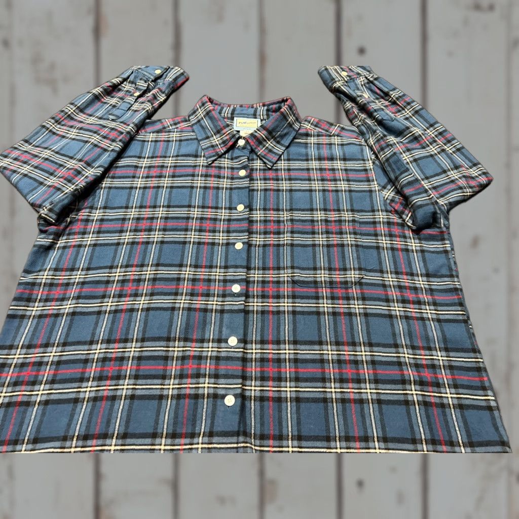 Pendleton VINTAGE Pendleton Flannel Shirt Women's Long Sleeve Button-Up Plaid Pocket XL Blue Size XL / US 12-14 / IT 48-50 - 1 Thumbnail