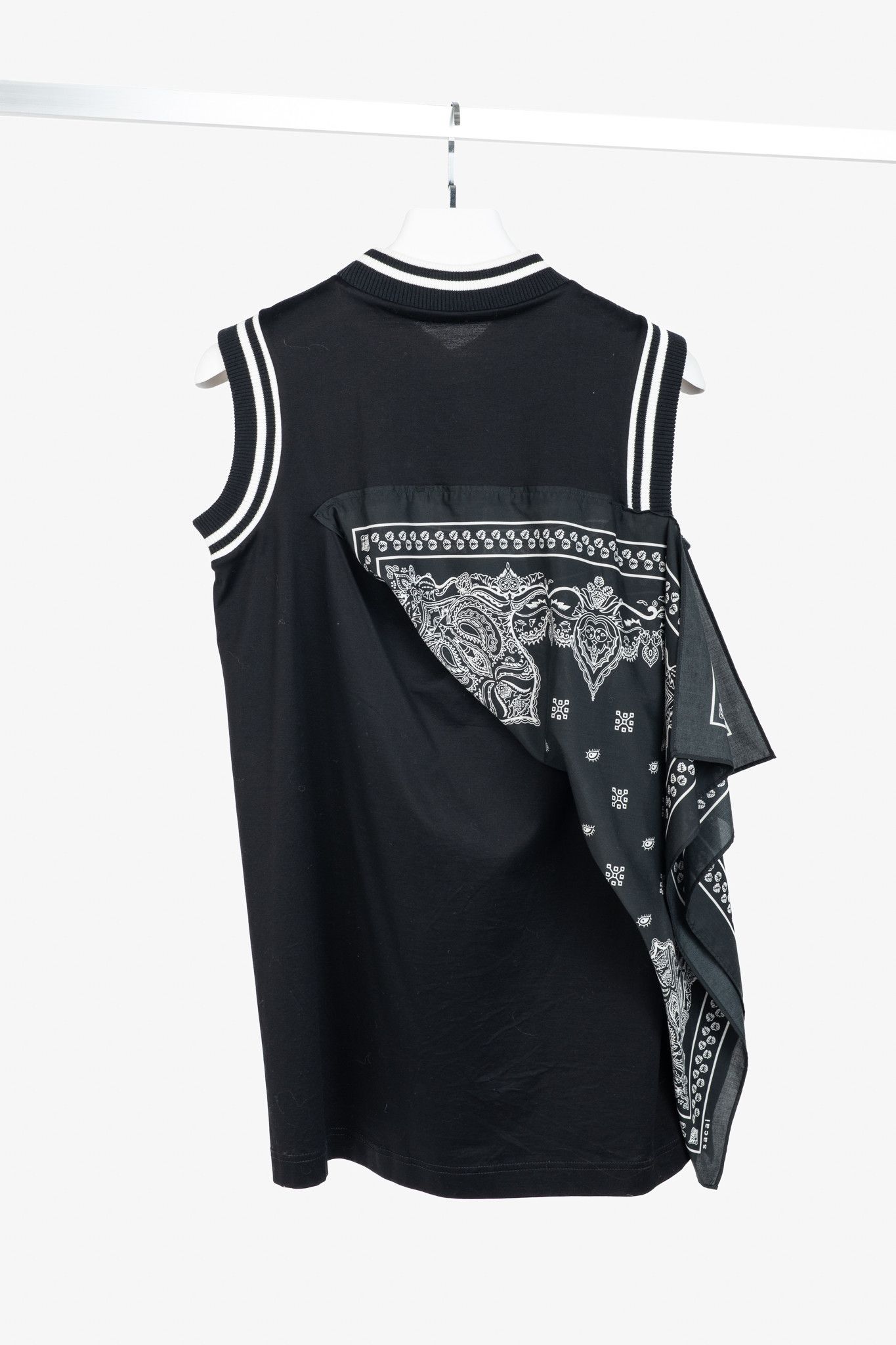 Sacai Sacai R/19 Black Cotton-Jersey Bandana-Drape Tank Size M / US 6-8 / IT 42-44 - 2 Thumbnail