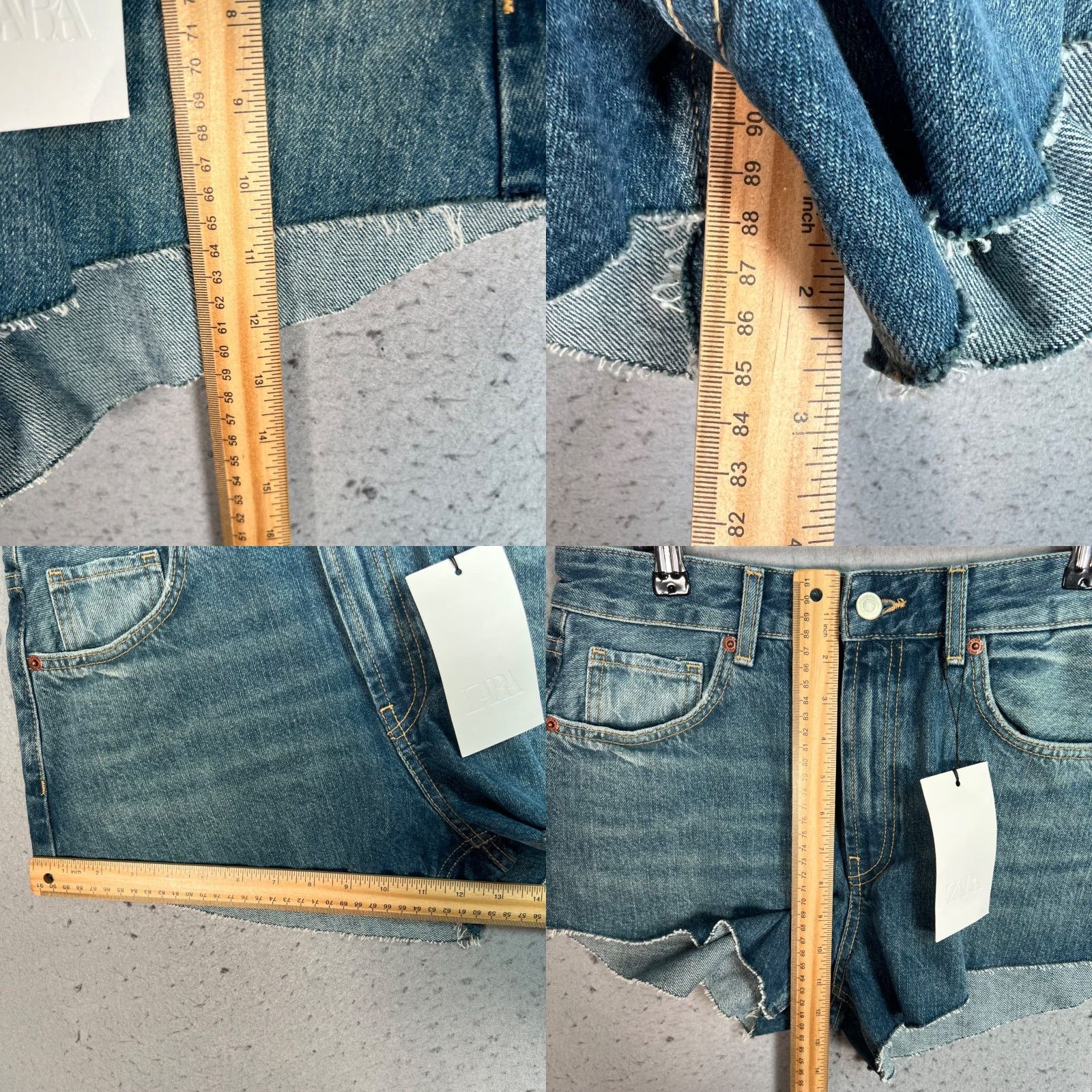 Zara Zara Womens Denim Shorts 6 Blue High Rise 5-Pocket Cut-Off A-Line - Summer Womens Medium? Size 28" / US 6 / IT 42 - 8 Thumbnail