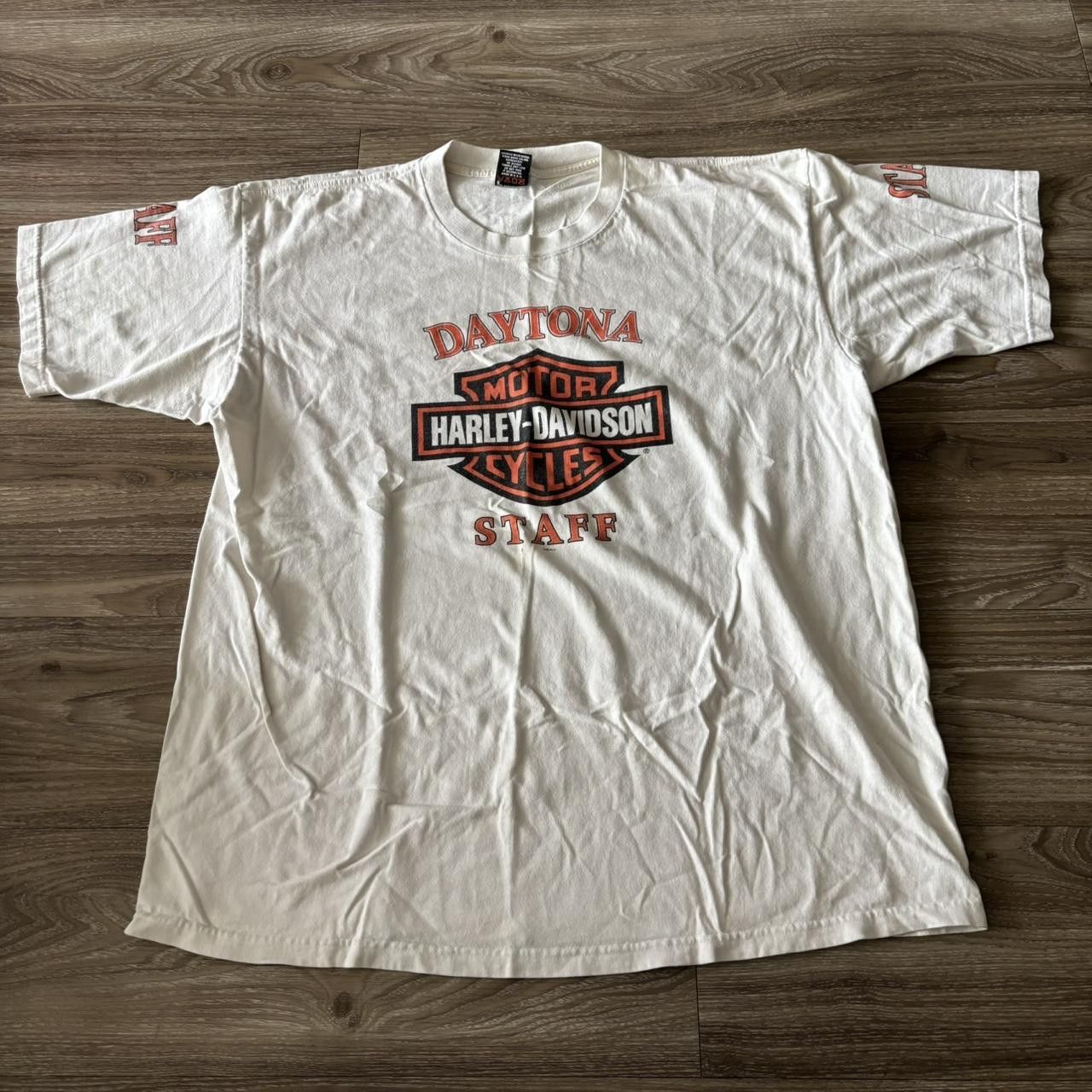 Harley Davidson Crazy Vintage 90s White Harley Davidson Staff Essential Graphic Tee! Size 2XL Size US XXL / EU 58 / 5 - 1 Thumbnail