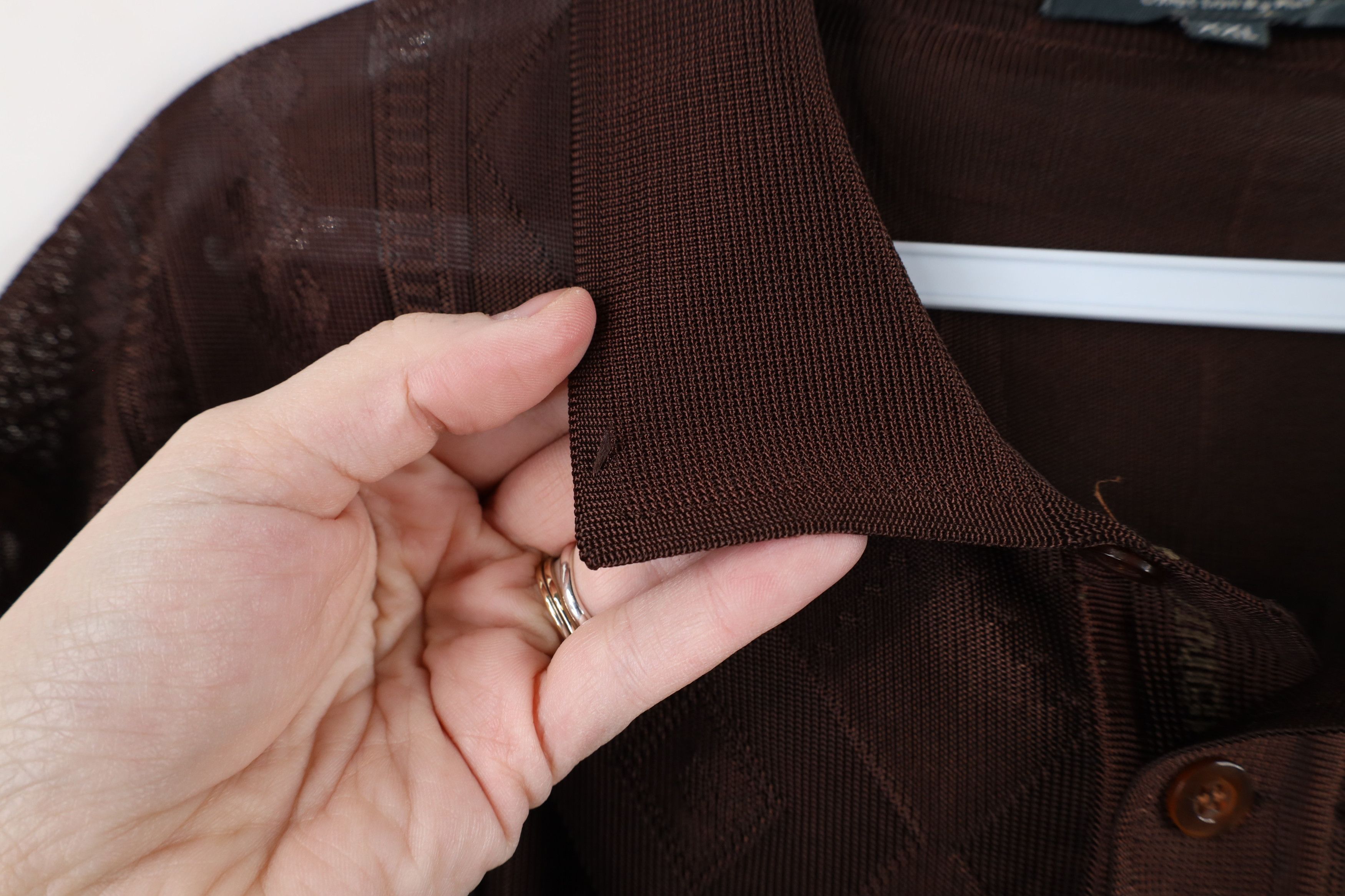Vintage Vintage 90s Coogi Style Geometric Collared Polo Shirt Brown Size US XXL / EU 58 / 5 - 5 Thumbnail
