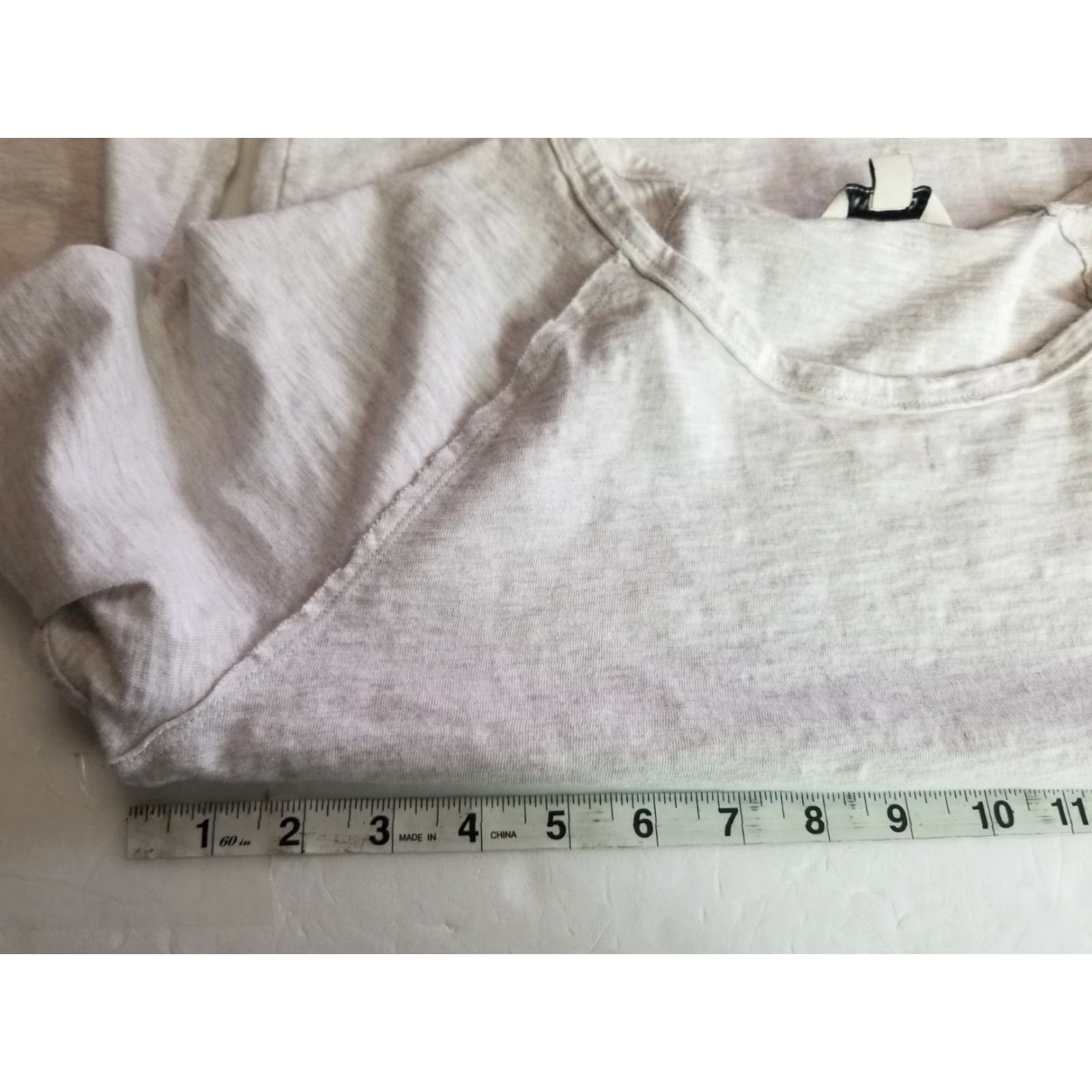 Frye Frye and Co Womens Long Sleeve T-Shirt Thumbhole Cuffs Gray Beige Size M Top Size M / US 6-8 / IT 42-44 - 3 Thumbnail