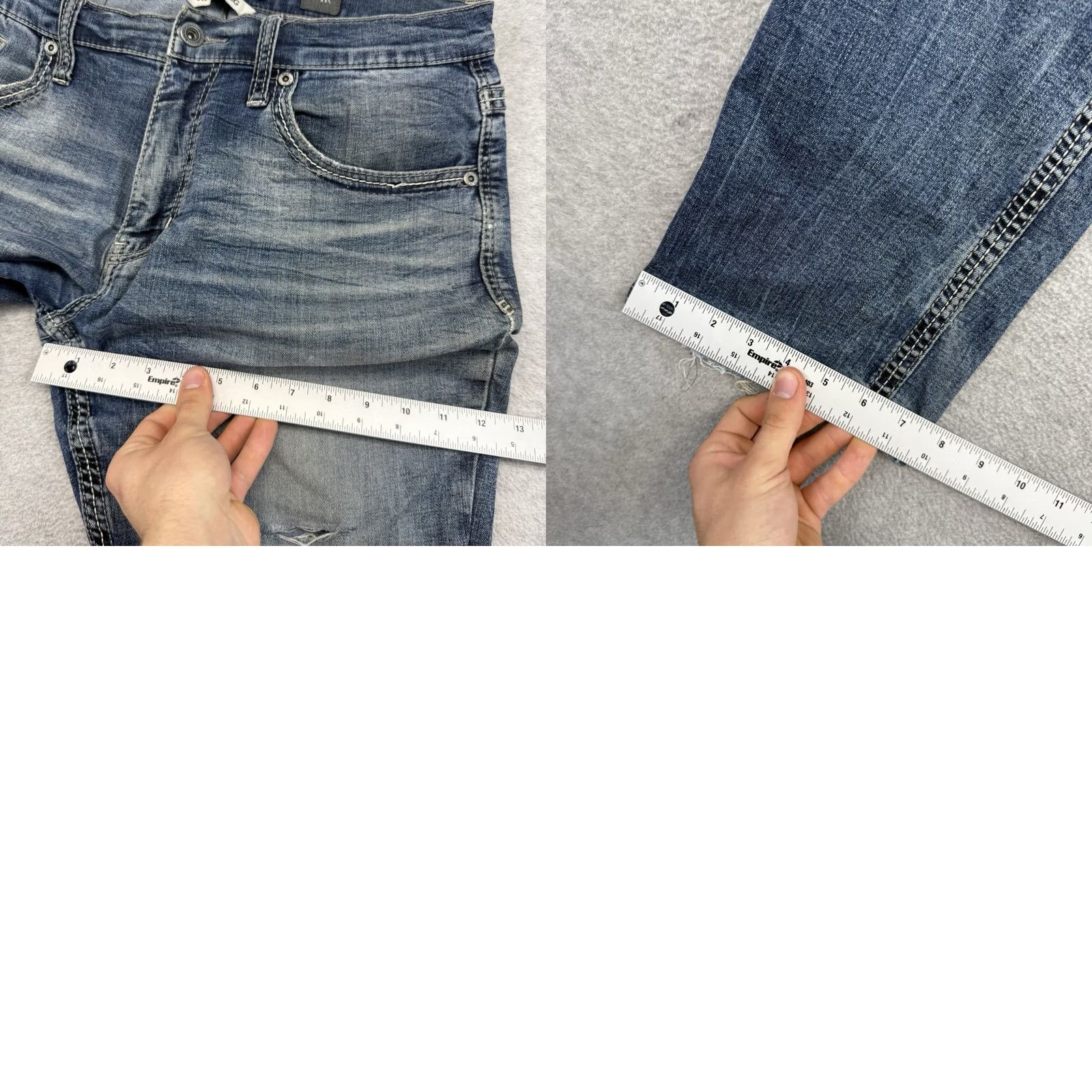 Vintage BKE Jake Jeans Denim Straight Leg Mens 34R 34x32 Mid Rise Distressed Logo 5-Pocket Wear Size US 34 / EU 50 - 8 Thumbnail