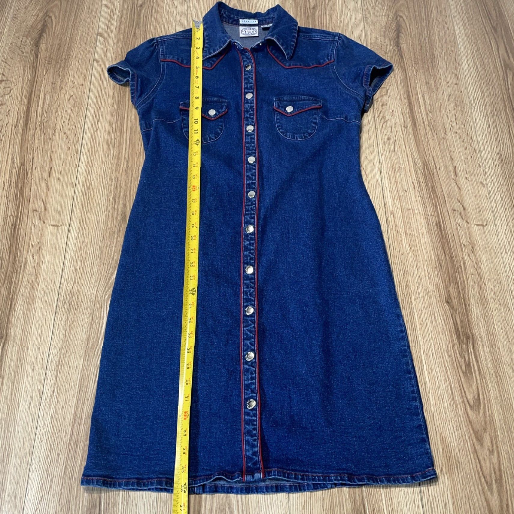 Vintage Carolina Jean Dress Size 10 Blue Stretch Snap Front Short Sleeve Womens Size 32" / US 10 / IT 46 - 7 Thumbnail