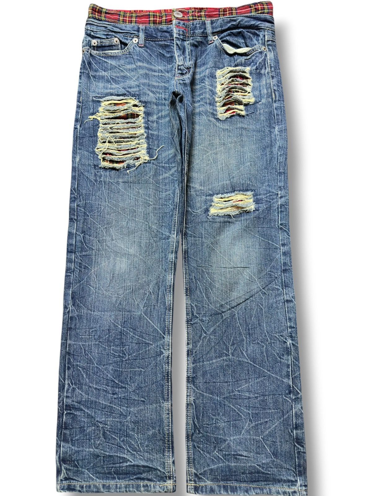 Hysteric Glamour Vintage Japanese Brand Double Waist Ripped Distressed Denim Size US 33 - 1 Thumbnail