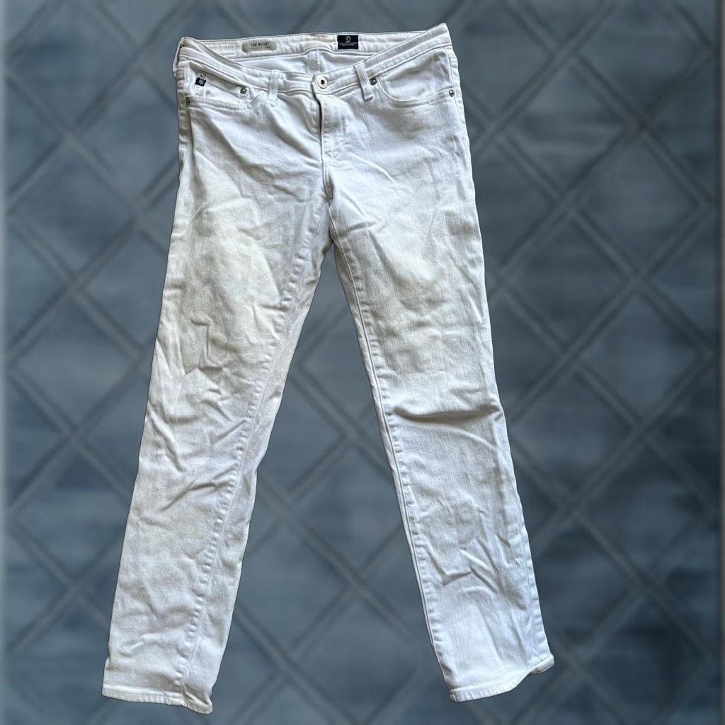 Vintage Adriano Goldschmied The Stilt Cigarette Leg White Jean Wash 30 Made USA AG Size 30" / US 8 / IT 44 - 1 Thumbnail