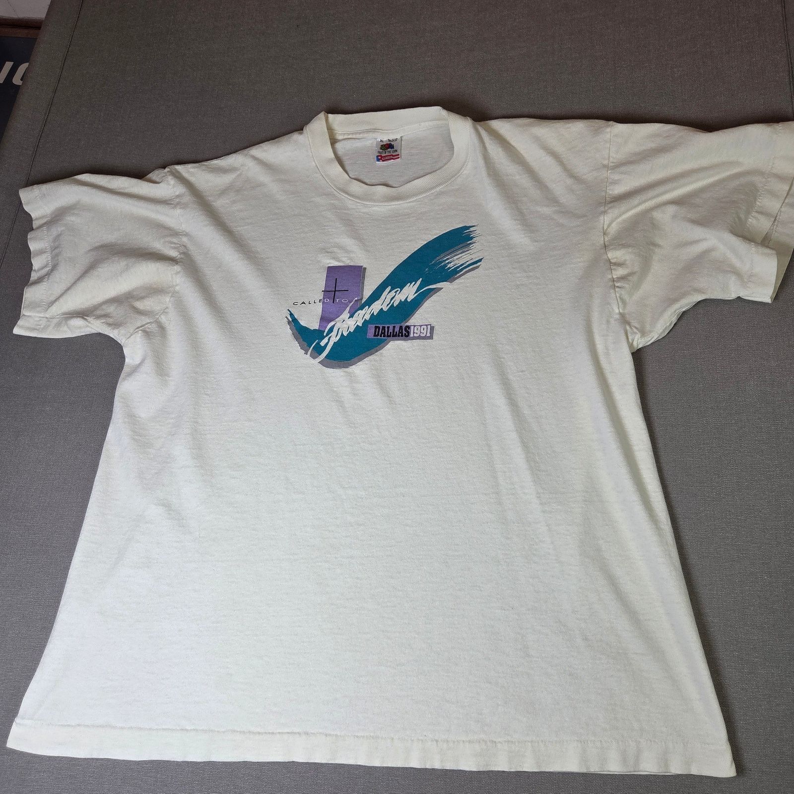 Fruit Of The Loom called to freedom Dallas 1991 tee xl usa vintage Size US XL / EU 56 / 4 - 1 Thumbnail