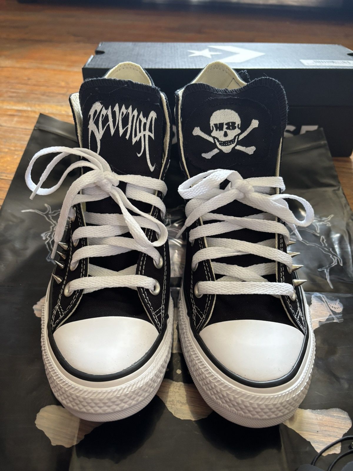 Revenge Revenge Actual Hate Converse Eye Patchwork Studded High-Top Size US 7 / EU 40 - 4 Thumbnail
