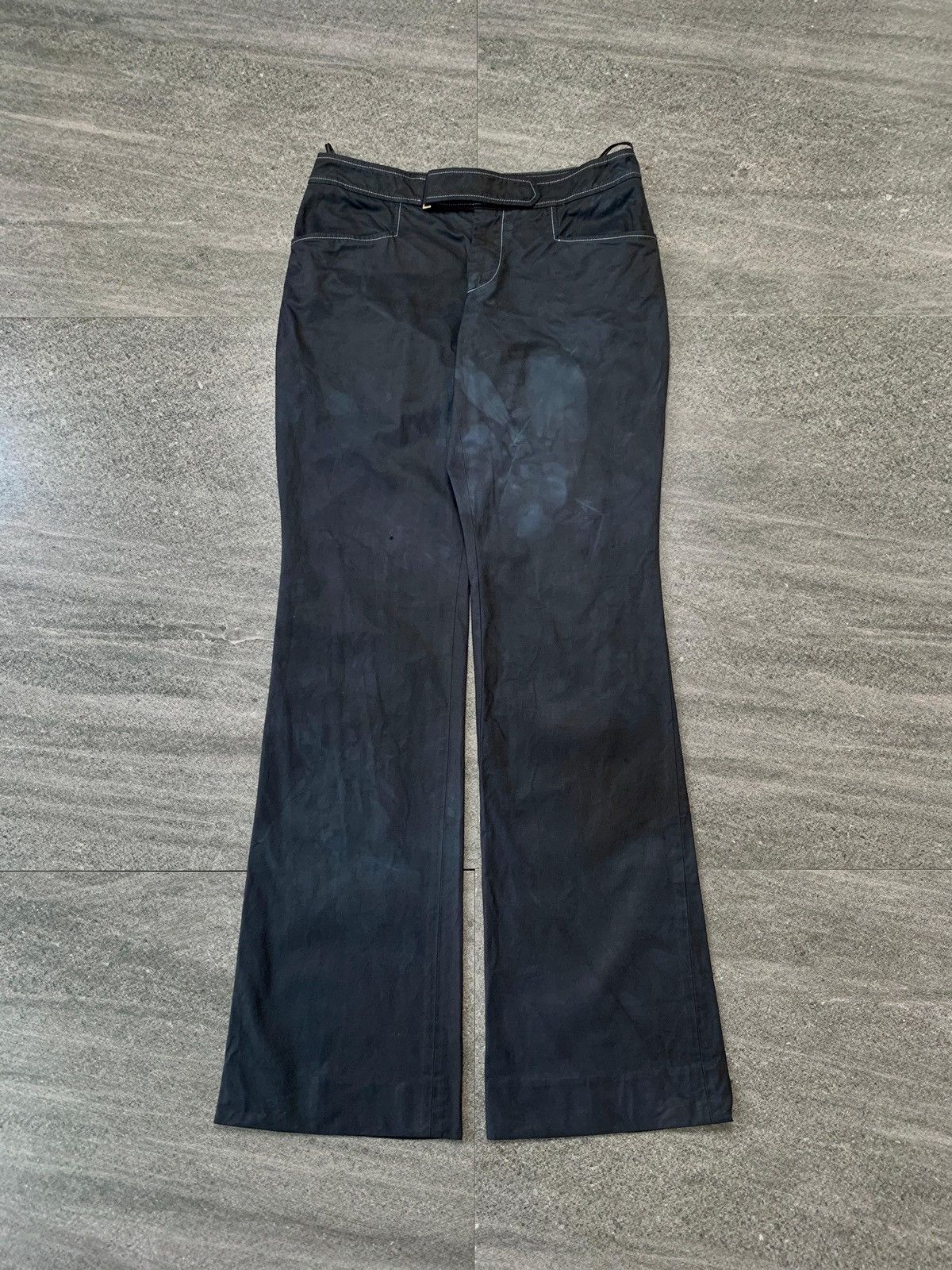 Gucci 2000s Black Dyed Flared Belted Trousers - 29” Size US 29 - 2 Thumbnail