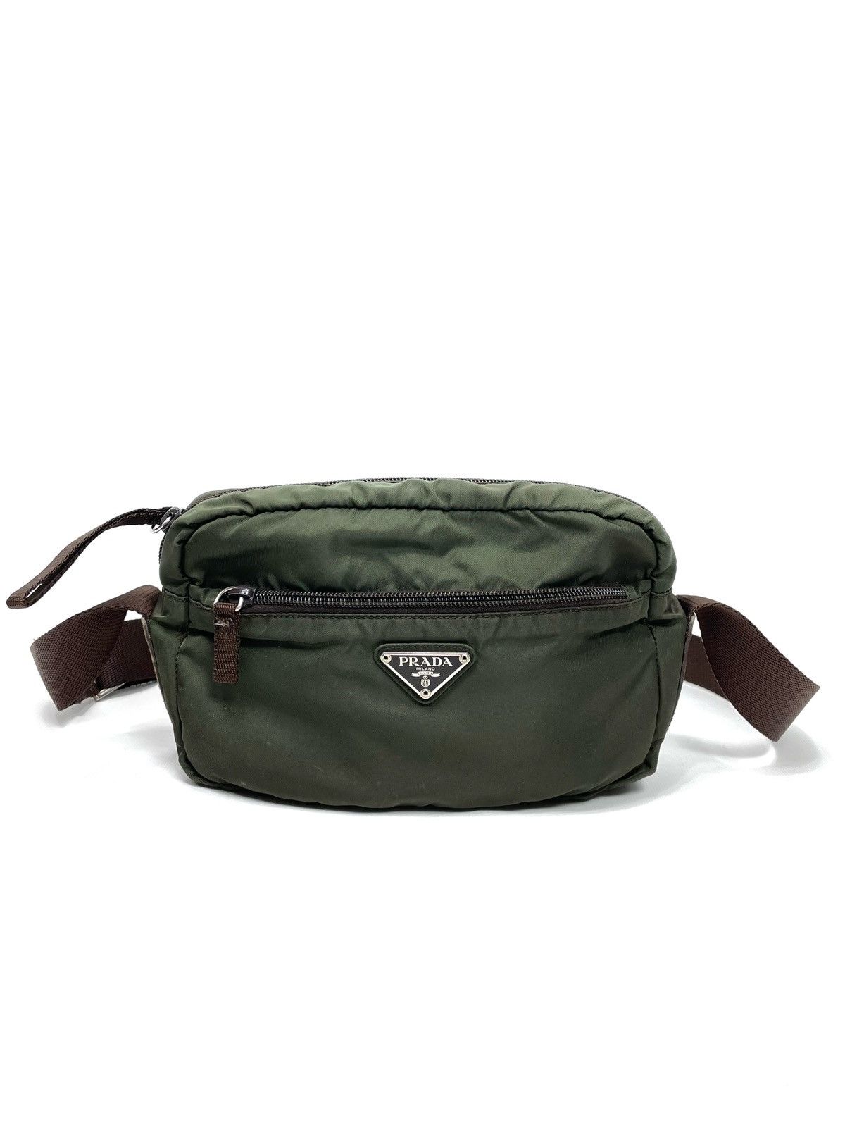 Prada Prada Milano Tessuto Nylon Crossbody Bag – Olive Green Size ONE SIZE - 1 Thumbnail