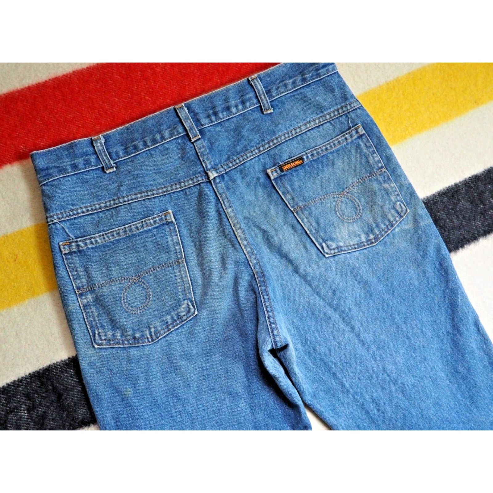 Vintage VINTAGE 70s KEY Saddle King Denim Jeans 34x29 Blue Distressed USA 1970s Grunge Size US 34 / EU 50 - 4 Thumbnail