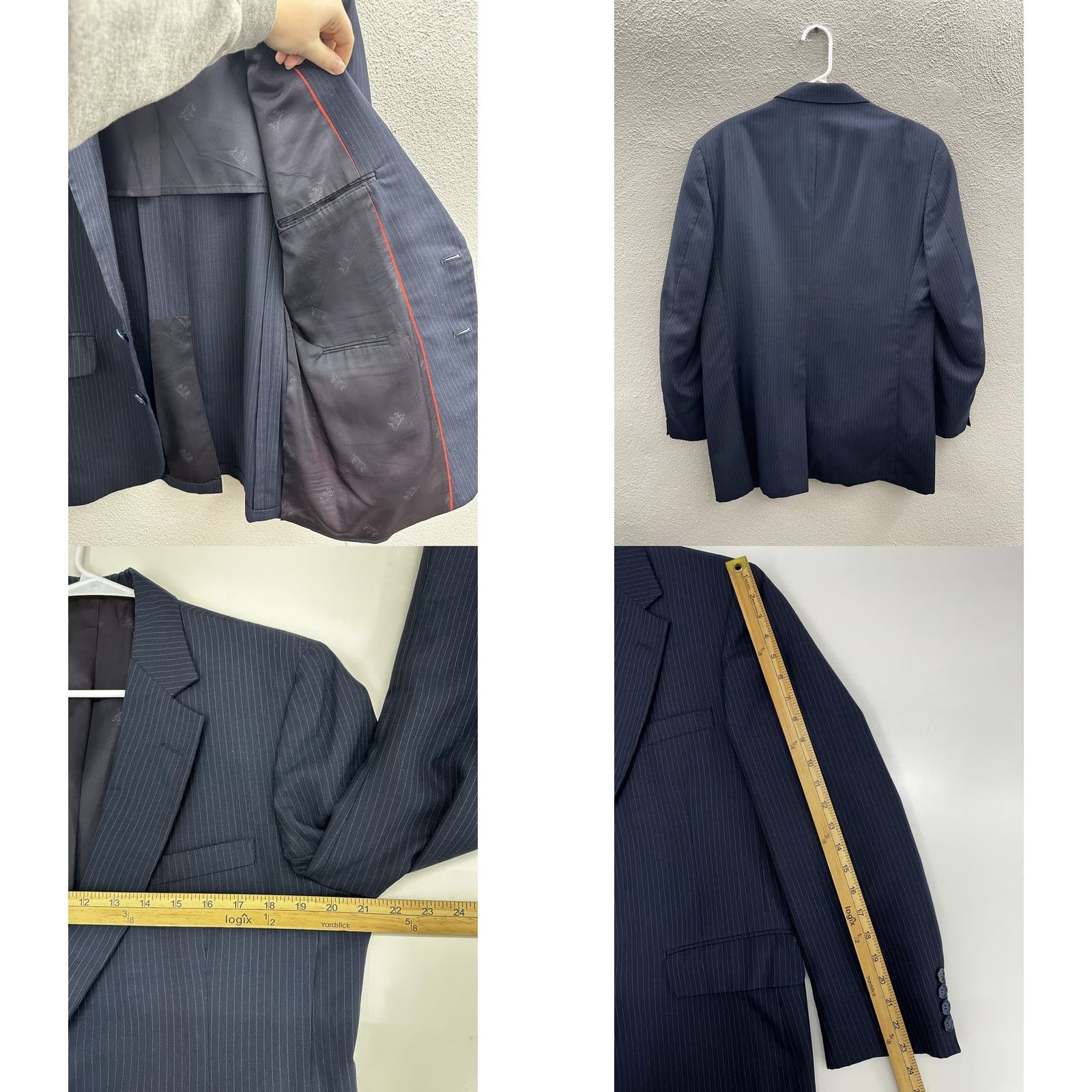 Stafford Stafford Blazer Size 41R Blue Pinstripe Two-Button Up Sports Coat Mens Regular Notch Lapel Jacket Front Button Style Two-Button Front Sizing 41R Size 42R - 8 Thumbnail