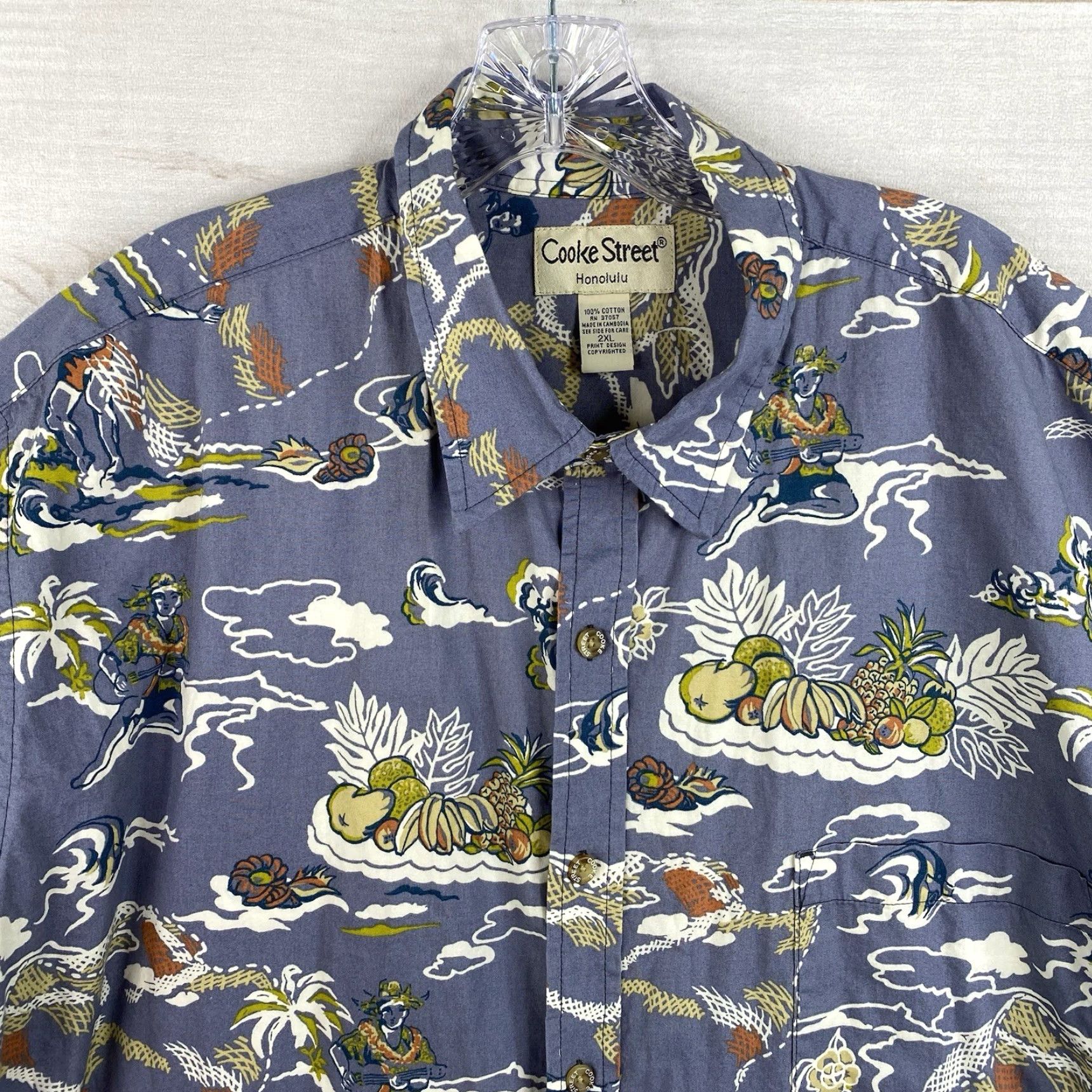 Vintage Cooke Street Hawaiian Shirt 2XL Floral Old Hawaii Island Reverse Print Pale Blue Shirt Mens 2XL Blue Floral Hawaiian Christmas 90s Size US XXL / EU 58 / 5 - 2 Thumbnail