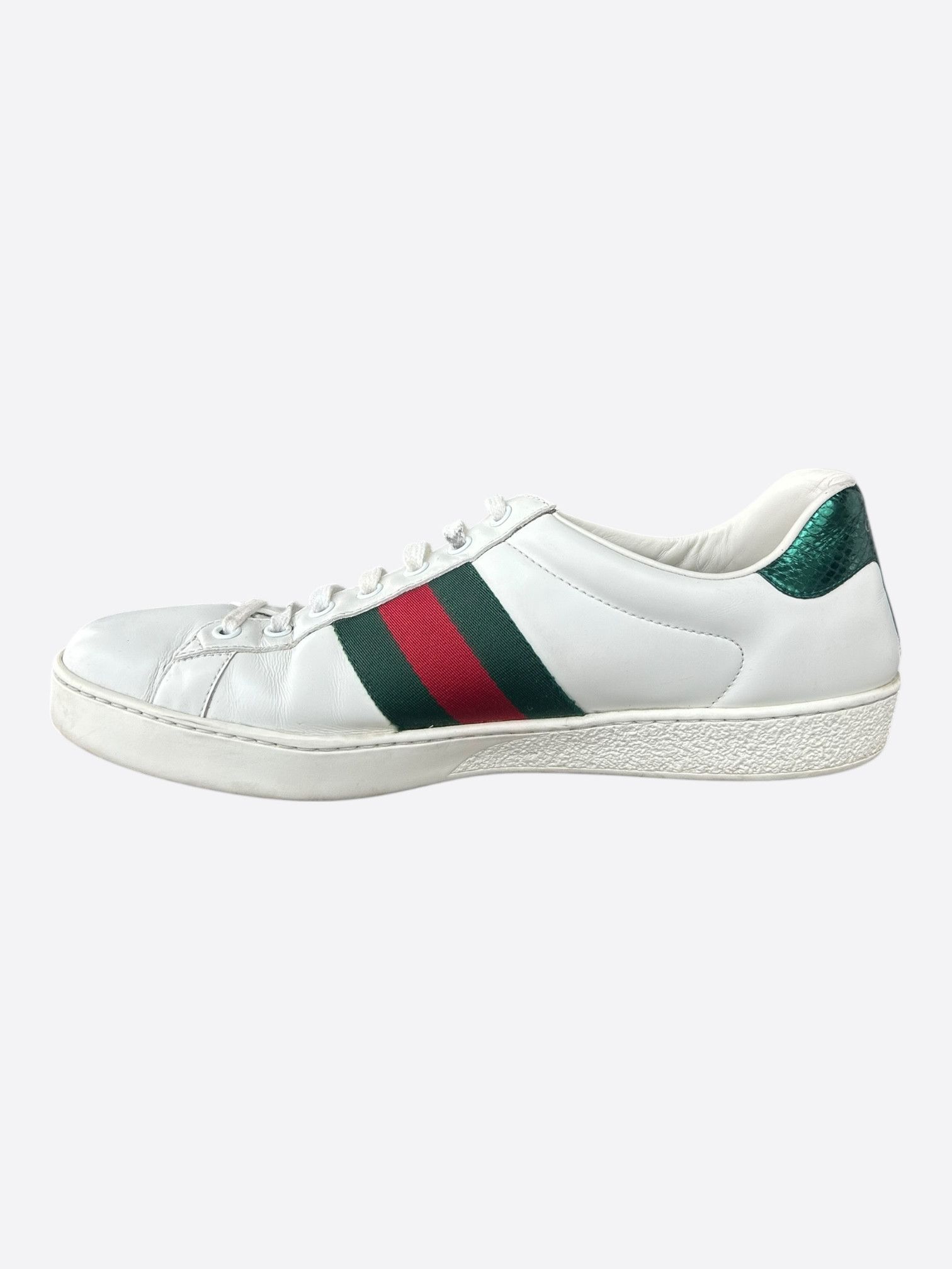 Gucci Gucci White Green & Red Snake Striped Ace Sneaker Size US 10 / EU 43 - 6 Thumbnail